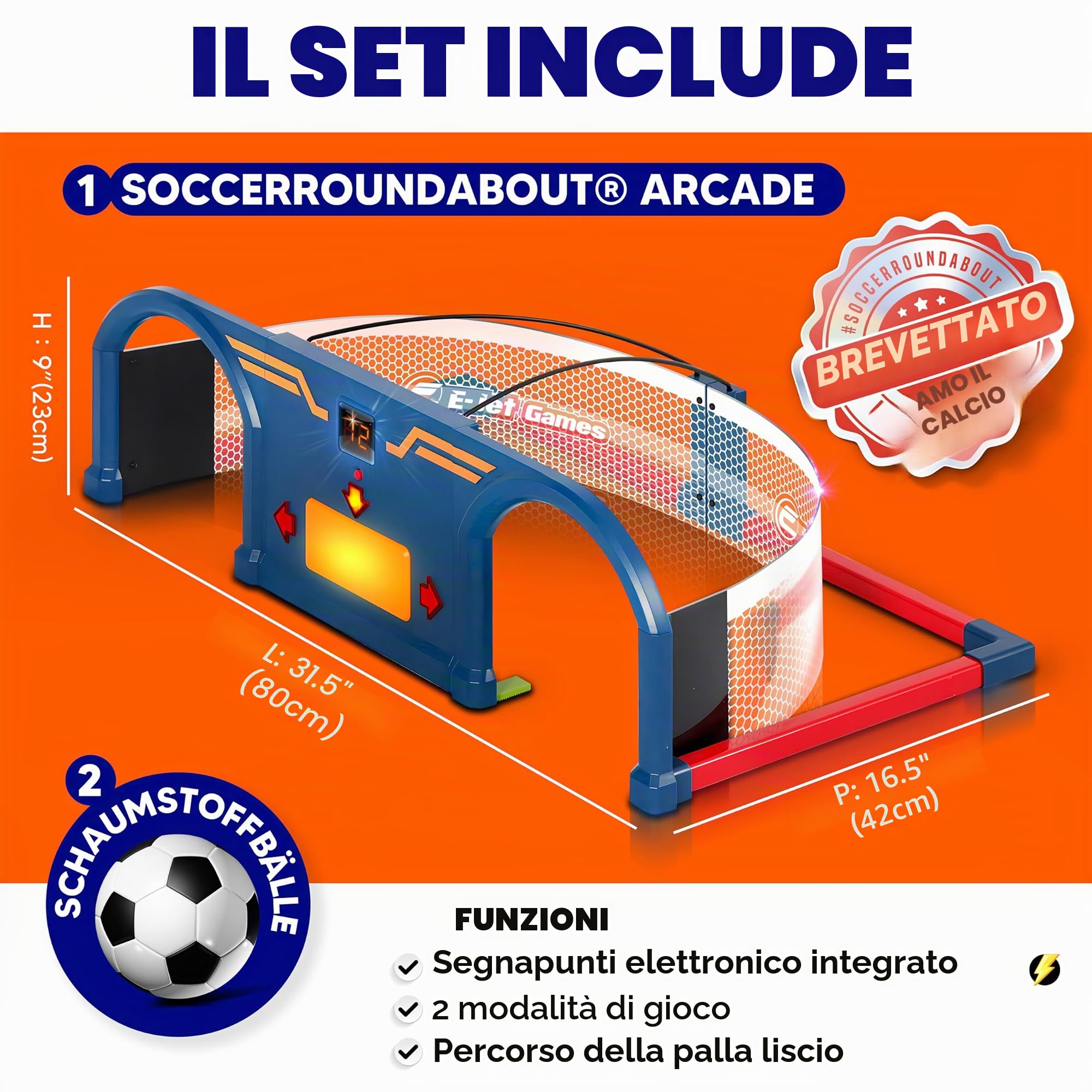 E-Jet Giocattolo da calcio per 6, 7, 8, 9, 10 anni, divertimento sportivo per giardino, interni ed esterni, giochi di calcio, regali per ragazzi e ragazze