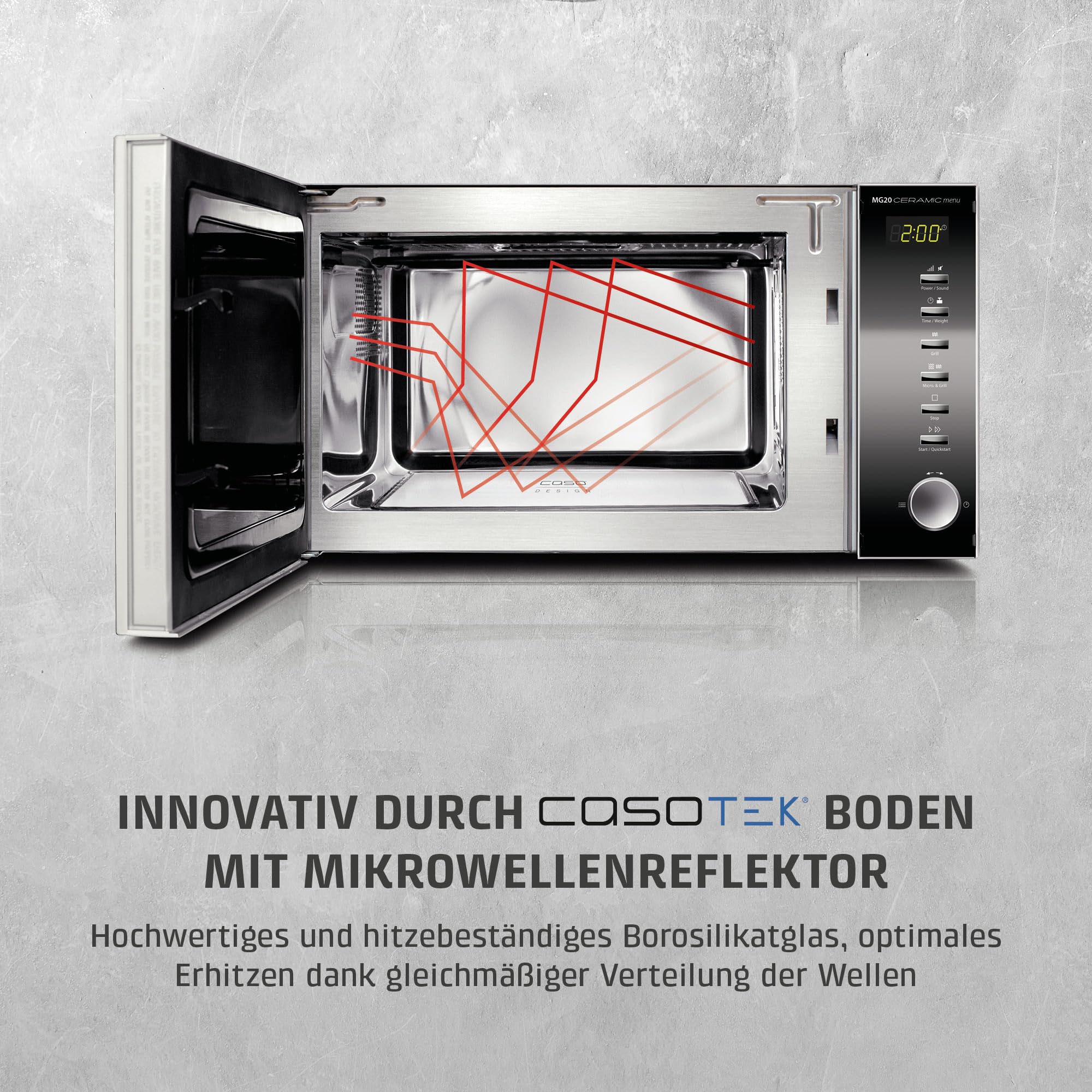 CASO MG20 Ceramic menu 2-in-1 Mikrowelle mit Grill 800 W 1000 W 20 L Edelstahl