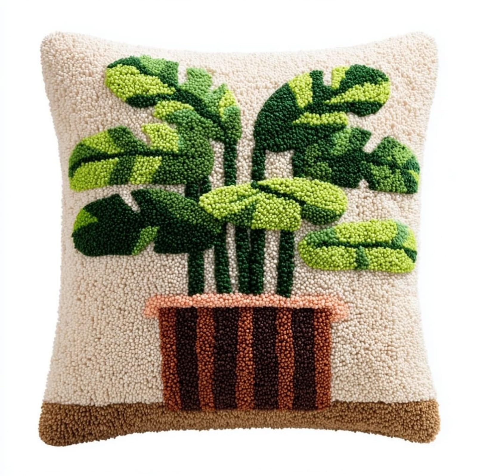 WallustrioaW Pre Printed Pattern DIY Latch Hook Kits,Banana Leaf Flowerpot
