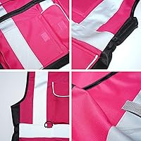 Vista 3 de Chaleco de seguridad para mujer clase 2 Hi Vis reflectante con 7 bolsillos y cremallera, cumple con las normas ANSIISEA