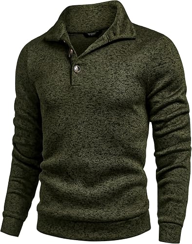 COOFANDY Herren Casual Slim Fit Pullover Sweater Strick Thermo Sweatshirt Dunkel