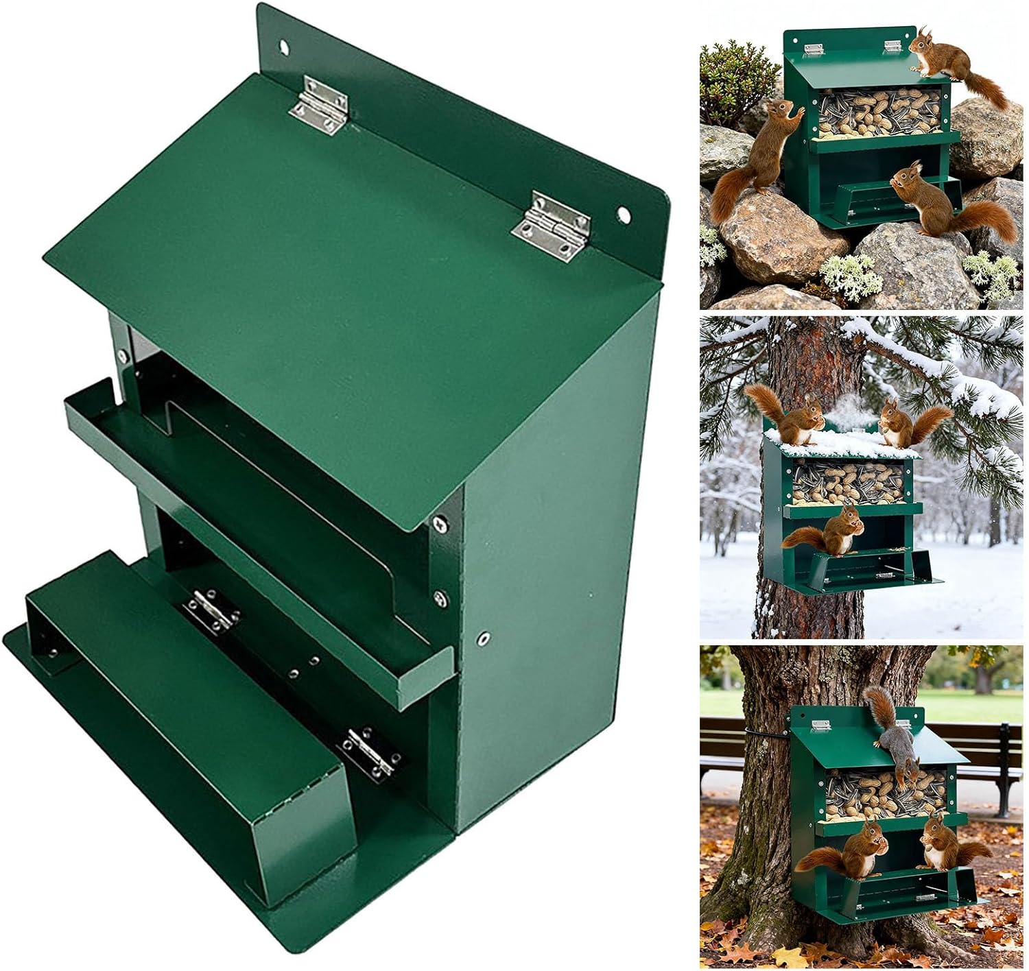 Squirrel Table Metal Feeder Weath Erproof Decoration Squirrel Feeding Station for Nature Observation Patio Wi Ldlife Feeding
