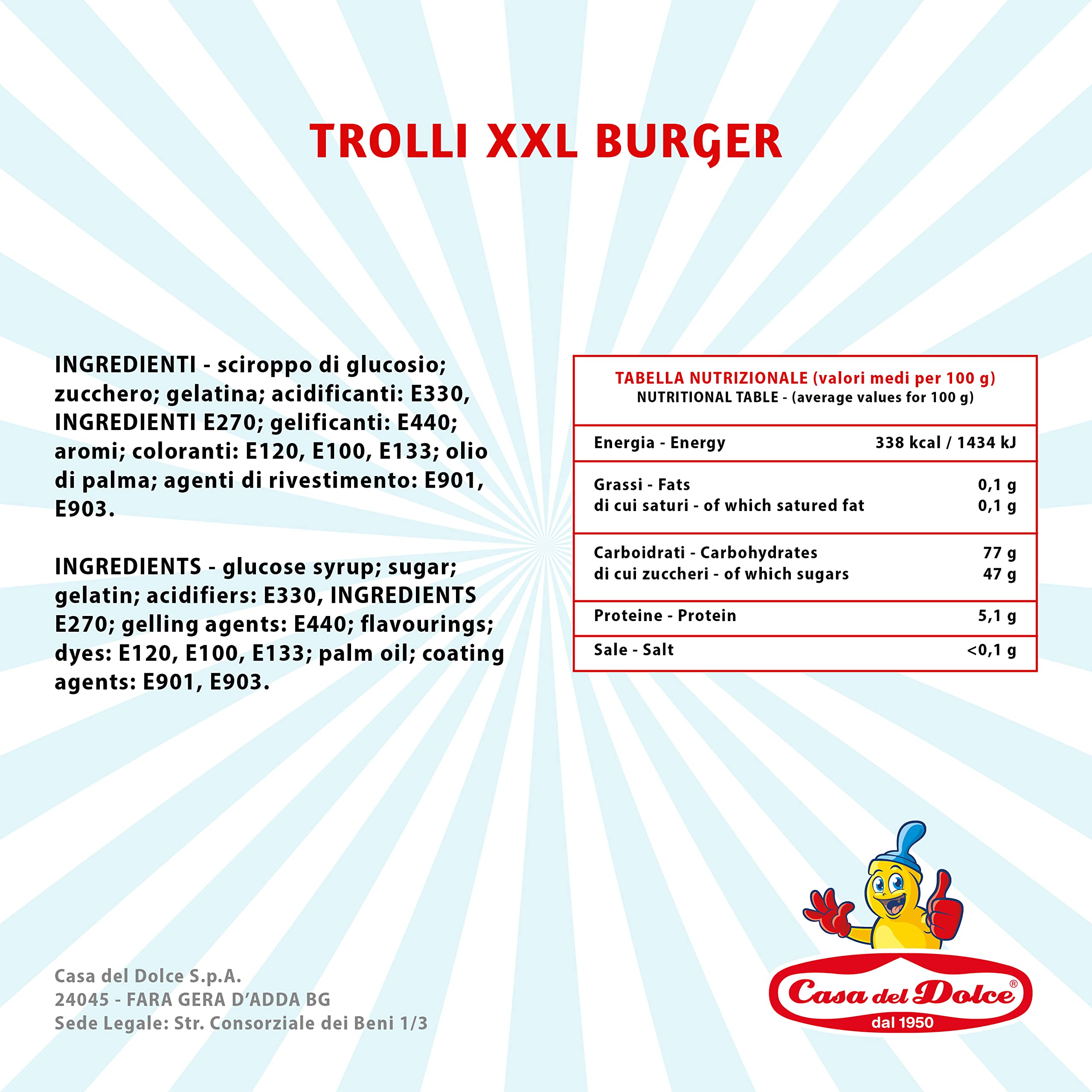 24x Trolli XXL Burger Fruchtgummi á 50g=1200g MHD:3/21