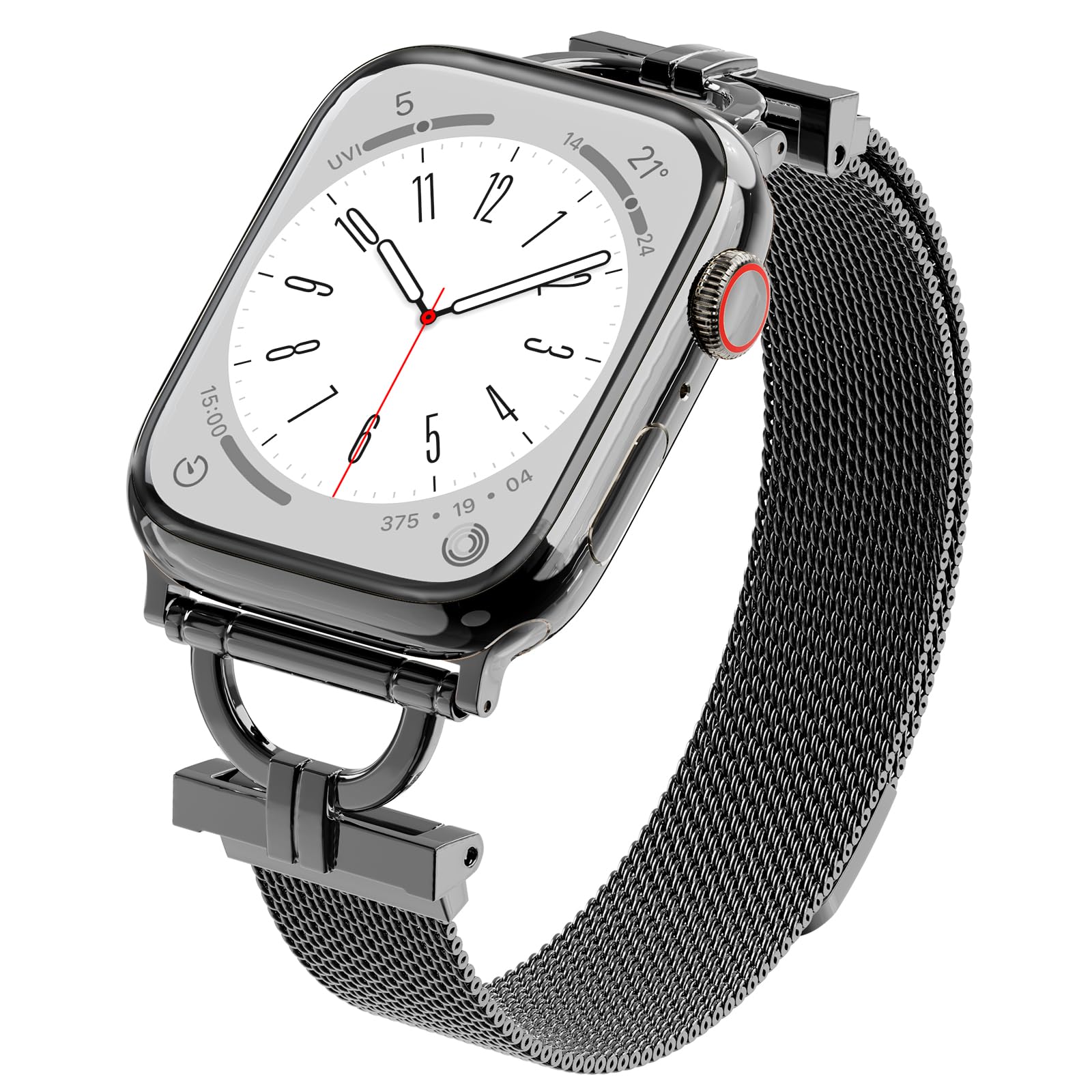 OMECKY Stylish D-shaped Mesh Loop with Compatible With Apple Watch Band Series 9/8/7/6/5/4/3/2/1 42/44/45MM, Slim Narrow Cute Classy Style Magnetic
