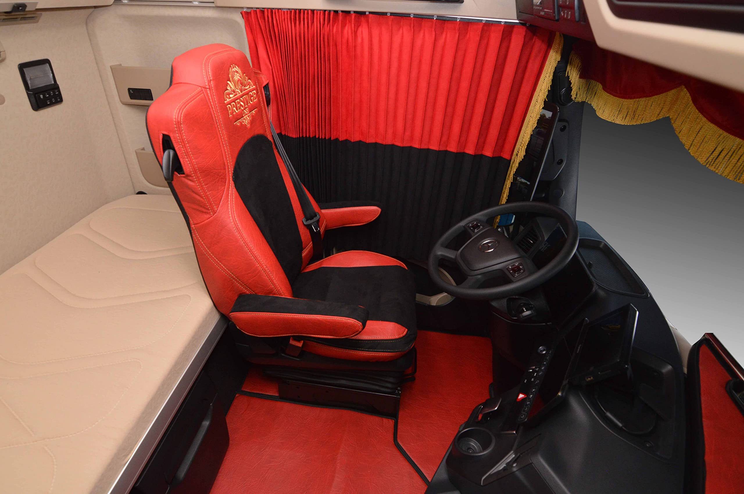 Funda de Asiento para Mercedes ACTROS MP 4 Desde 2011, Rojo | Accesorio, juego de fundas de asiento asiento del pasajero sin acolchar - funda ergonómica para asiento delantero con ecopiel