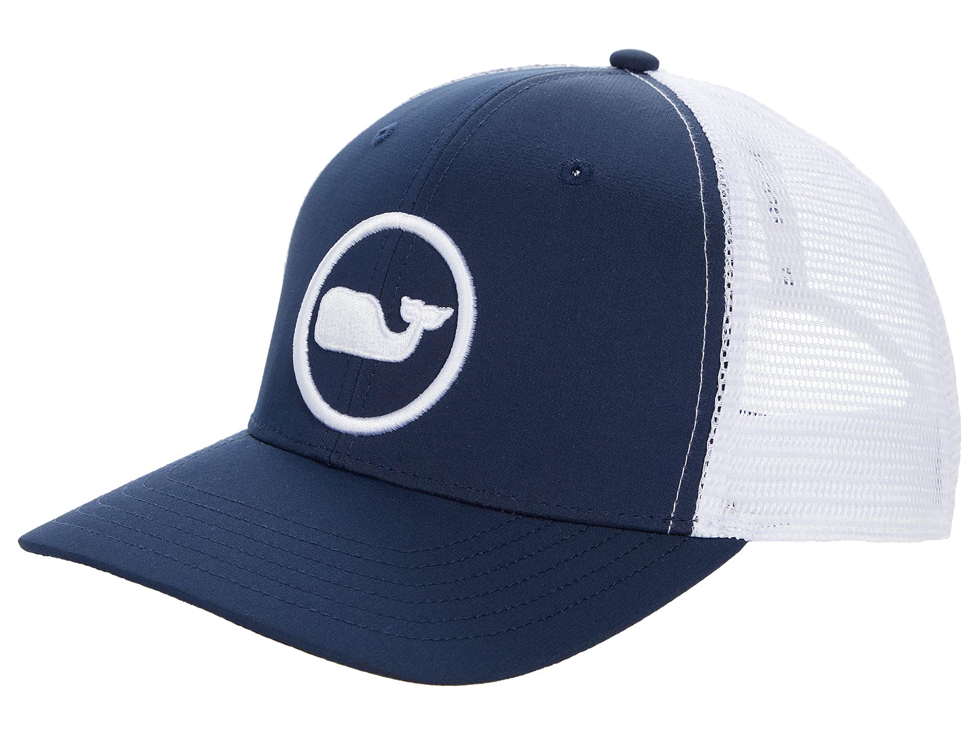 Vineyard Vines Men's Whale Dot Performance Trucker Hat Baseball Cap, Blue Blazer, One Size