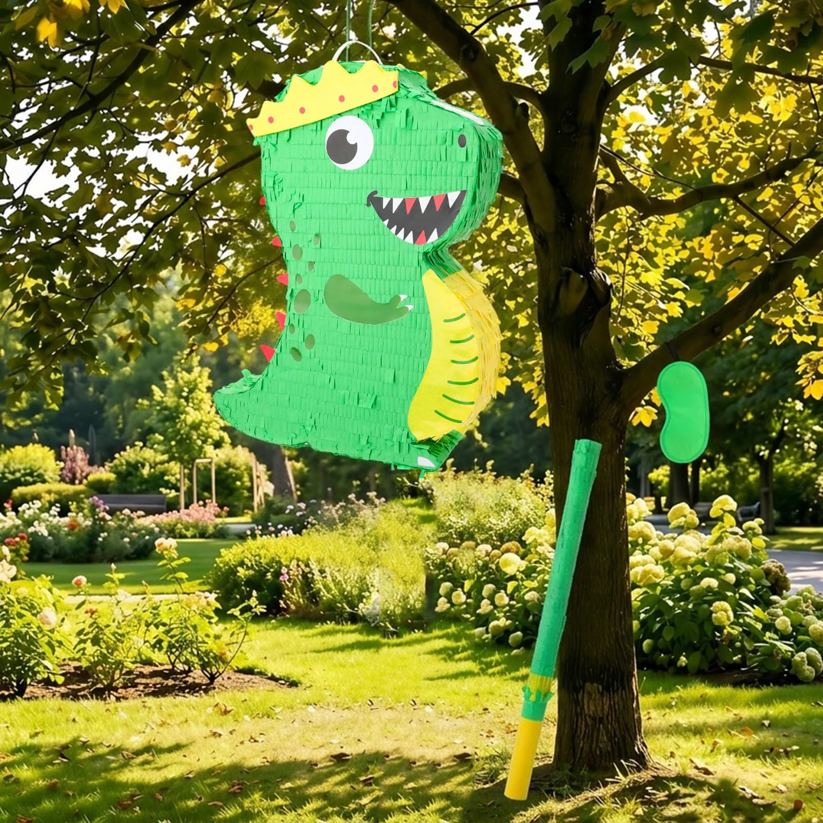 Dinosaurier Pinata Set Dino Pinjata Mit 24 Dino-Figuren, 12 Armbländern, Aufklebern & 12 Ringen, Inkl. Schlagstock & Augenbinde Für Dino Geburtstag, Schulanfang, Party