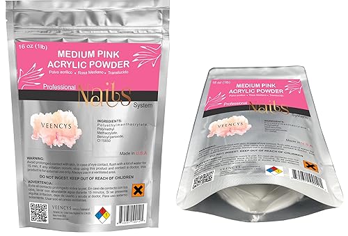Miniatura 2 de Veencys Polvo de uñas acrílico profesional para arte de uñas (16 onzas transparente) + polvo de uñas acrílico Veencys profesional (16 onzas rosa)