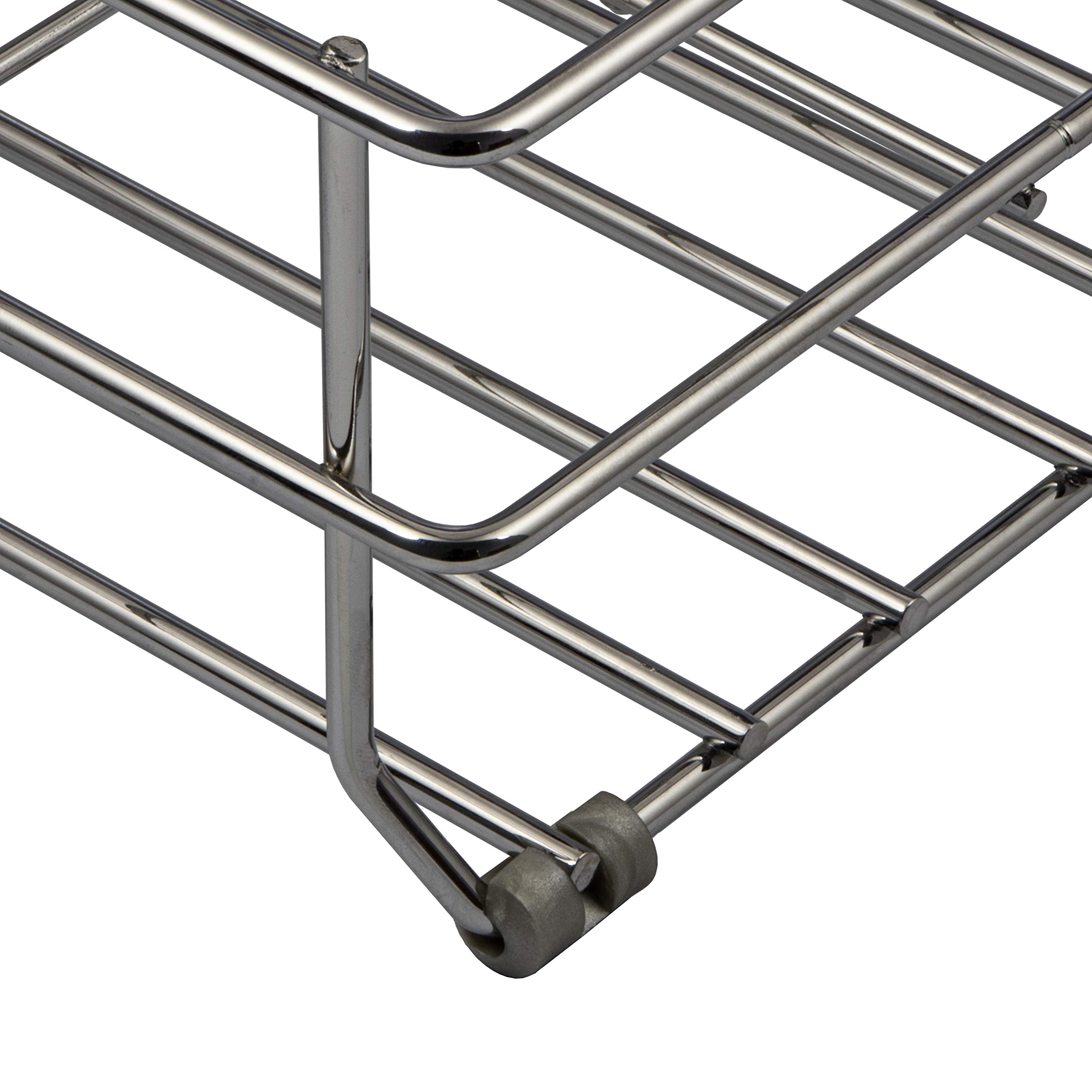 Gedotec Kesseböhmer metalowy koszyk na 8 butelek | chromowany koszyk na butelki z antypoślizgowymi podkładkami | długość: 410 mm | Made in Germany | 1 sztuka – chromowany koszyk