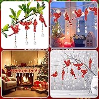 Vista 6 de Tradder Juego de 6 piezas de arte de diamantes para adultos, campanillas de viento, atrapasoles de doble cara, adornos cardenales de pájaro