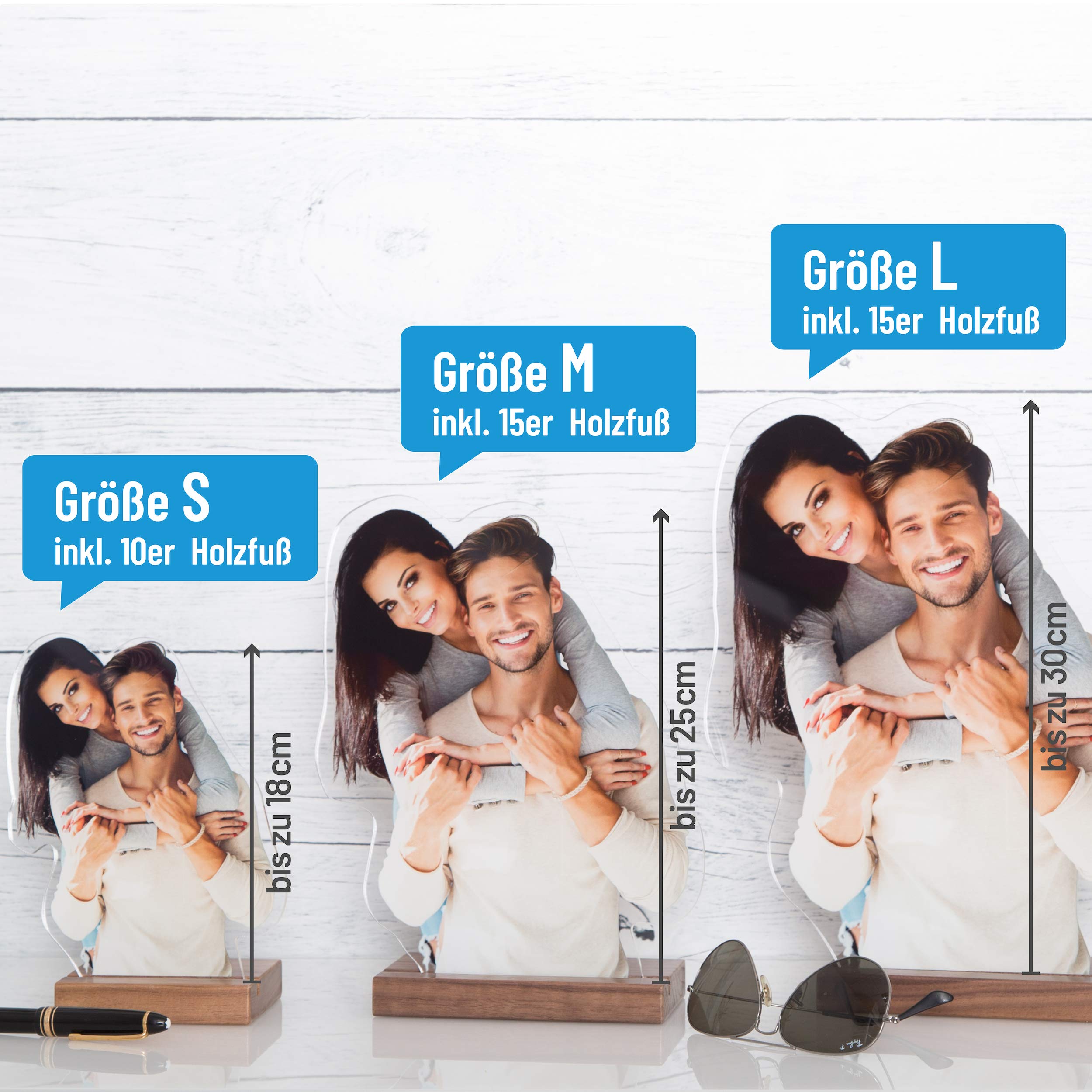 Plexipeople – Tu Foto en Vidrio acrílico – Regalos Personalizados en plexiglás Nacimiento, Boda UVM, acrílico, Blanco, L (20x25cm)
