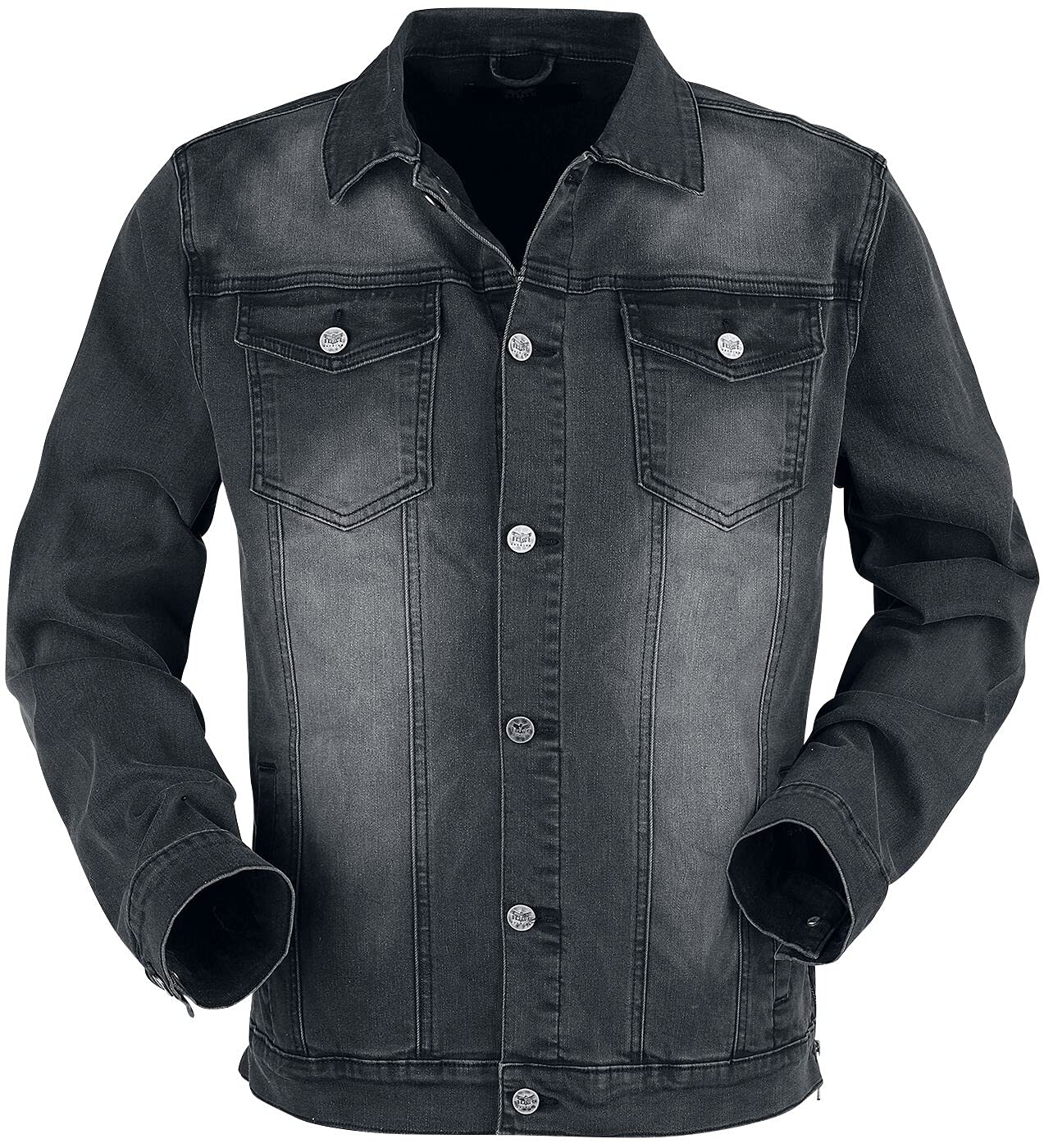Black Premium by EMP Hombre Chaqueta gris oscuro con bolsillos en el pecho y cinta de botones