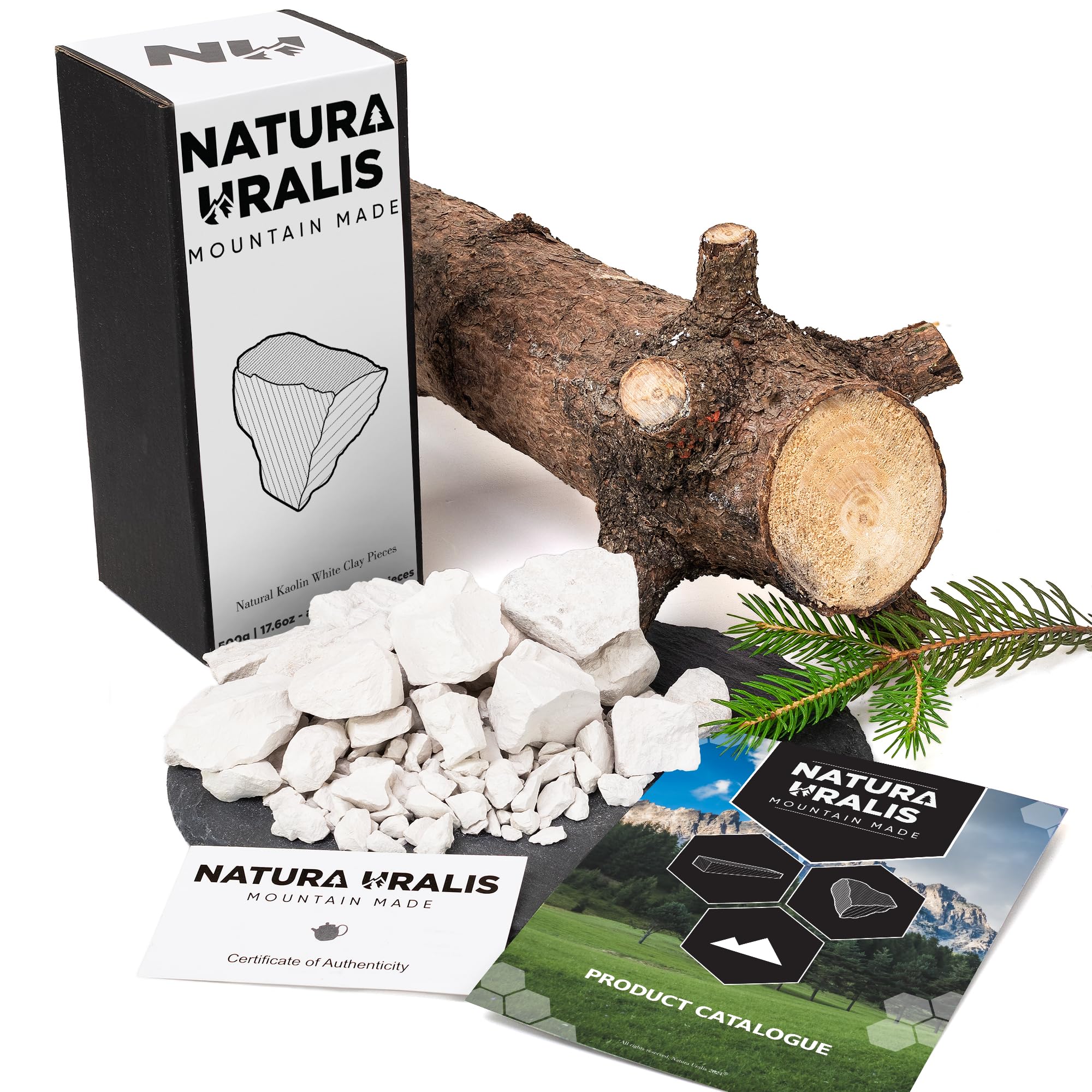 Natura Uralis Argilla Bianca Caolino | 500g di Argilla Bianca Naturale, da Bianco Puro a Bianco Sporco - Incredibile Croccantezza, Appagante Consistenza Terrosa, Vellutata e Solida, Sensazione ASMR