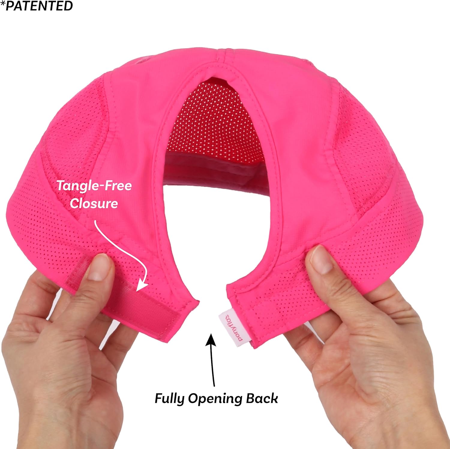 Ponyflo Running Cap - Ponytail Hats for Women - Womens Ball Cap - High Ponytail Hats for Women - Womens Hat with Ponytail Hole - Womens Ponytail Hat - Hot Pink - Image 4