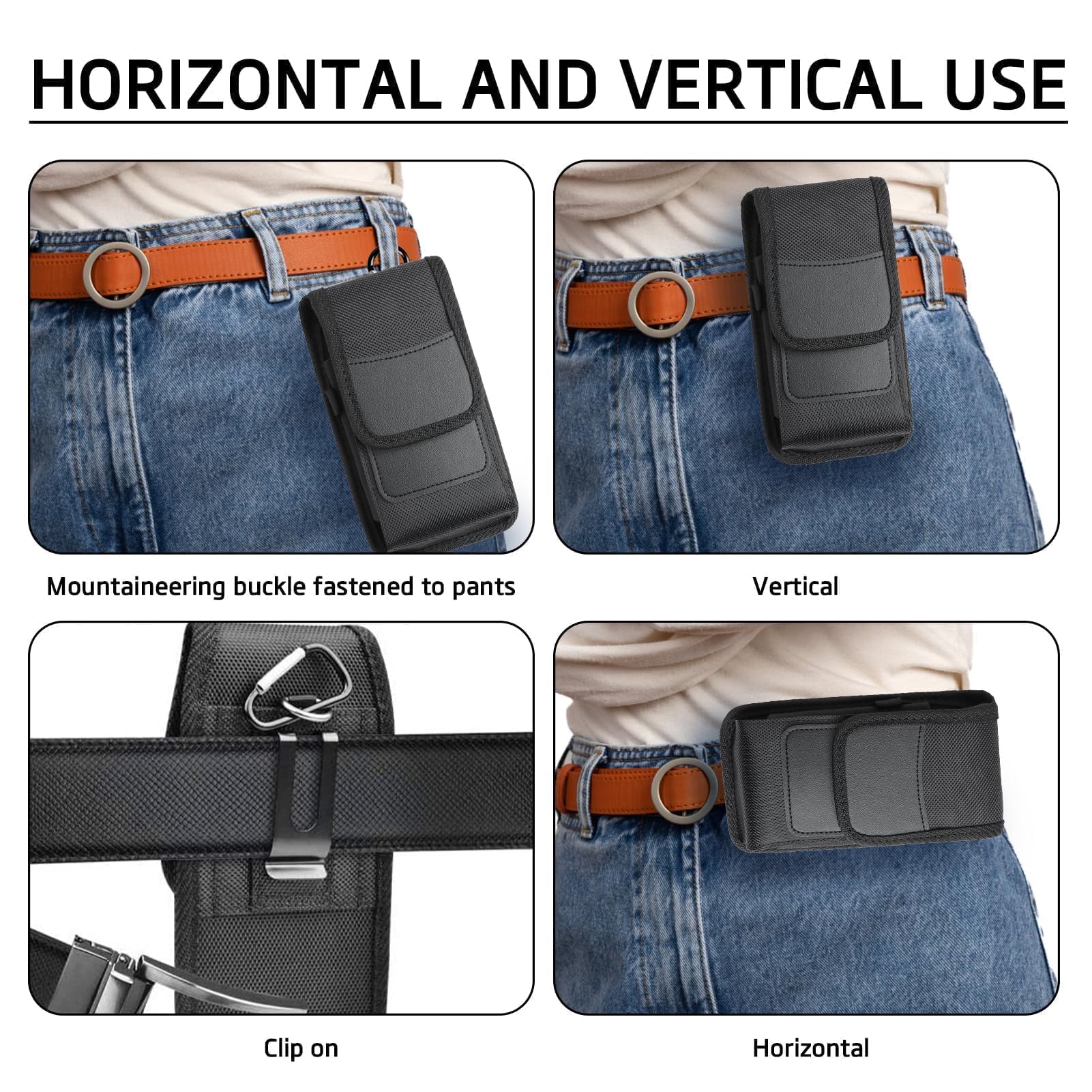 Pochette Téléphone Ceinture En Nylon - Compatible IPhone 15/14/13/12/11 Pro Max - Multifonction, étanche, Pour Randonnée Et Extérieur