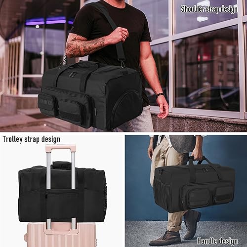 Miniatura 5 de OUUTMEE Bolsa de lona táctica militar para hombre, bolsa de gimnasio deportiva de viaje, bolsa de entrenamiento de fitness, bolsa de mano con