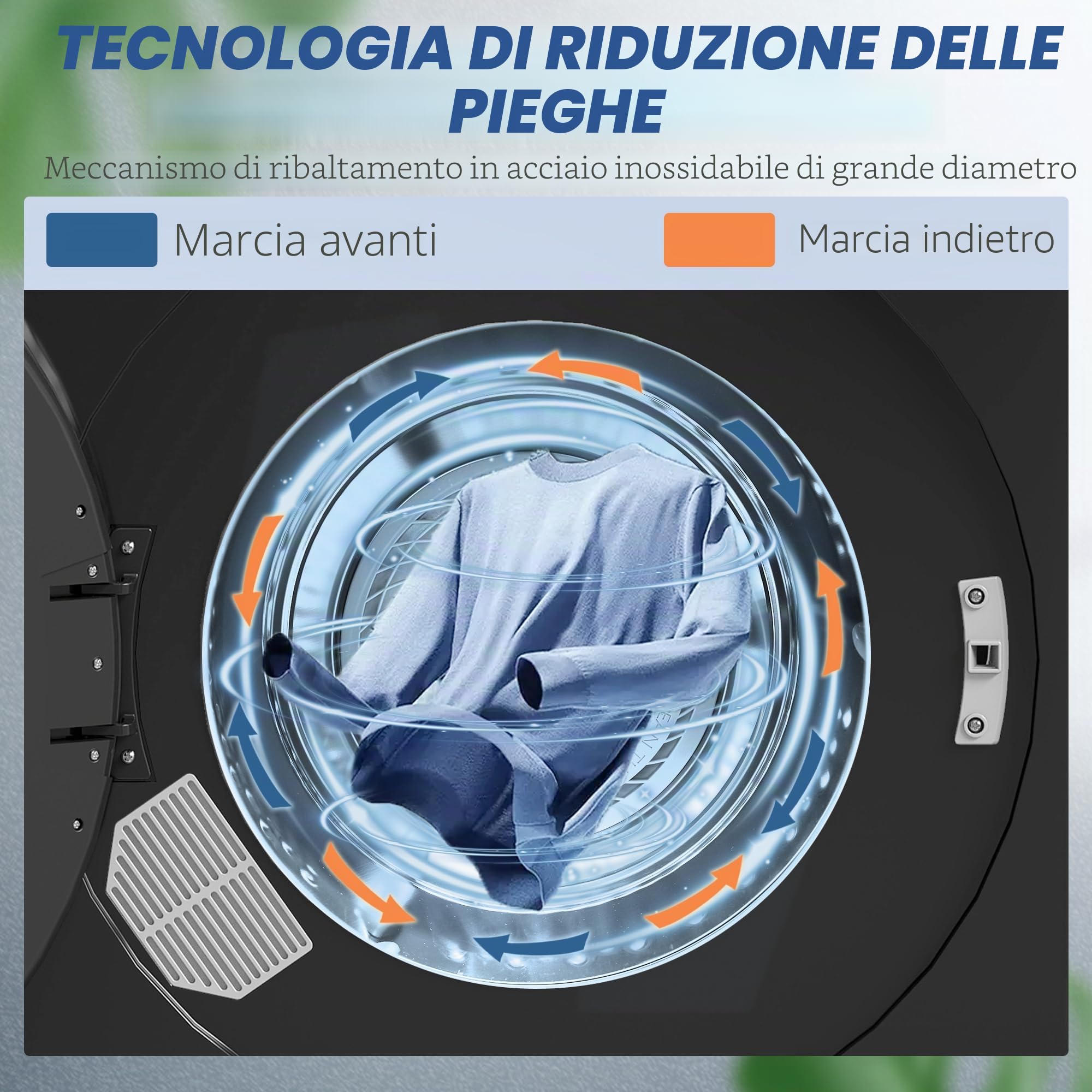 HOMCOM Asciugatrice compatta con evacuazione, asciugatrice elettrica 1000 W 3 Kg con 6 modalità di asciugatura, vasca in acciaio inossidabile, carica frontale, timer, per appartamento, casa, camper