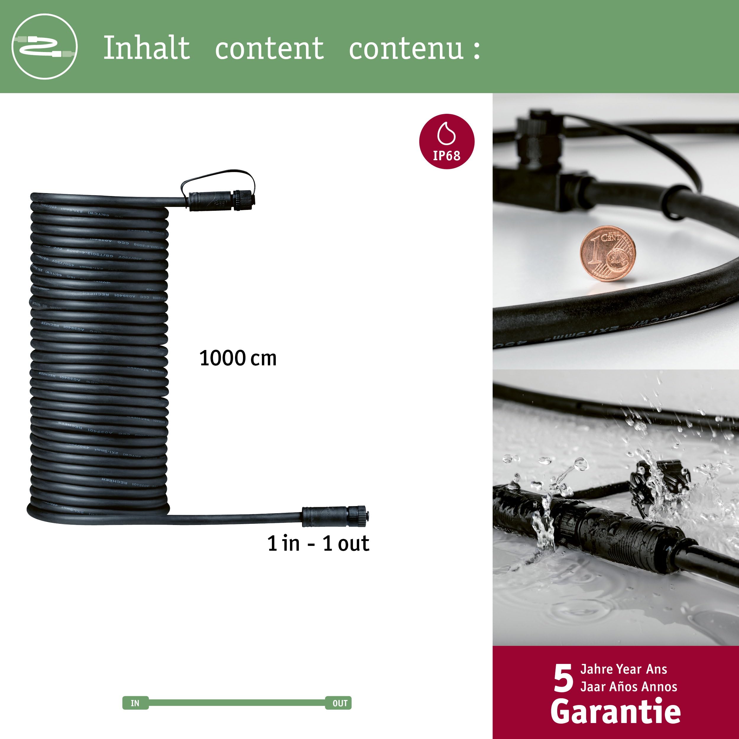 Paulmann 94277 kabel Plug und Shine 10 m IP68 czarny