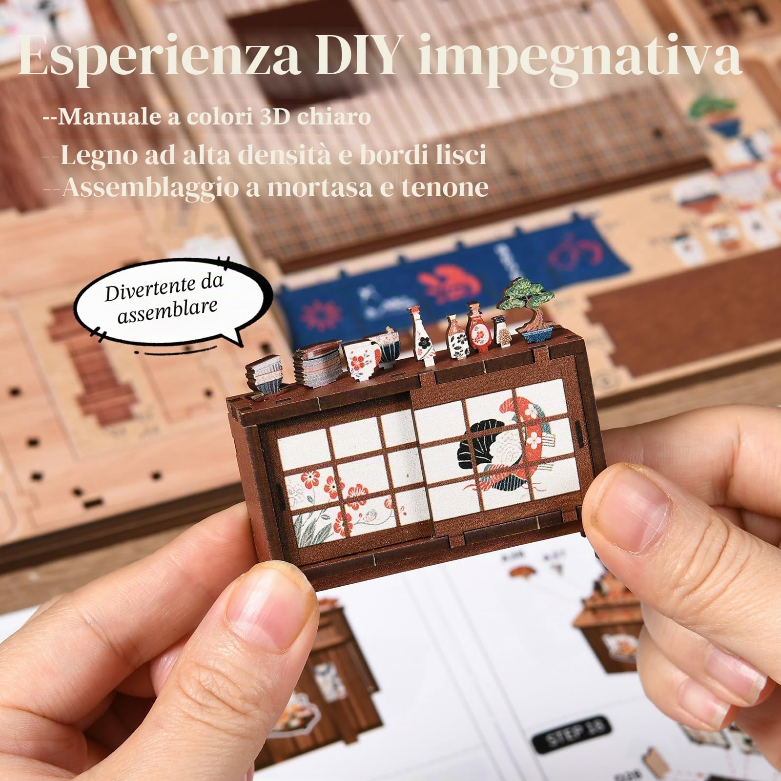 Book Nook Kit, Miniatura Casa Izakaya Giapponese "The Mellow Pub", puzzle in legno 3D fai da te con LED, set fai da te per adulti e ragazzi, Idea Regalo Creativa,decorazione per libreria