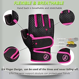 MOREOK Workout Gloves Padded Weight Lifting Gloves for Men/Women Pink-XS