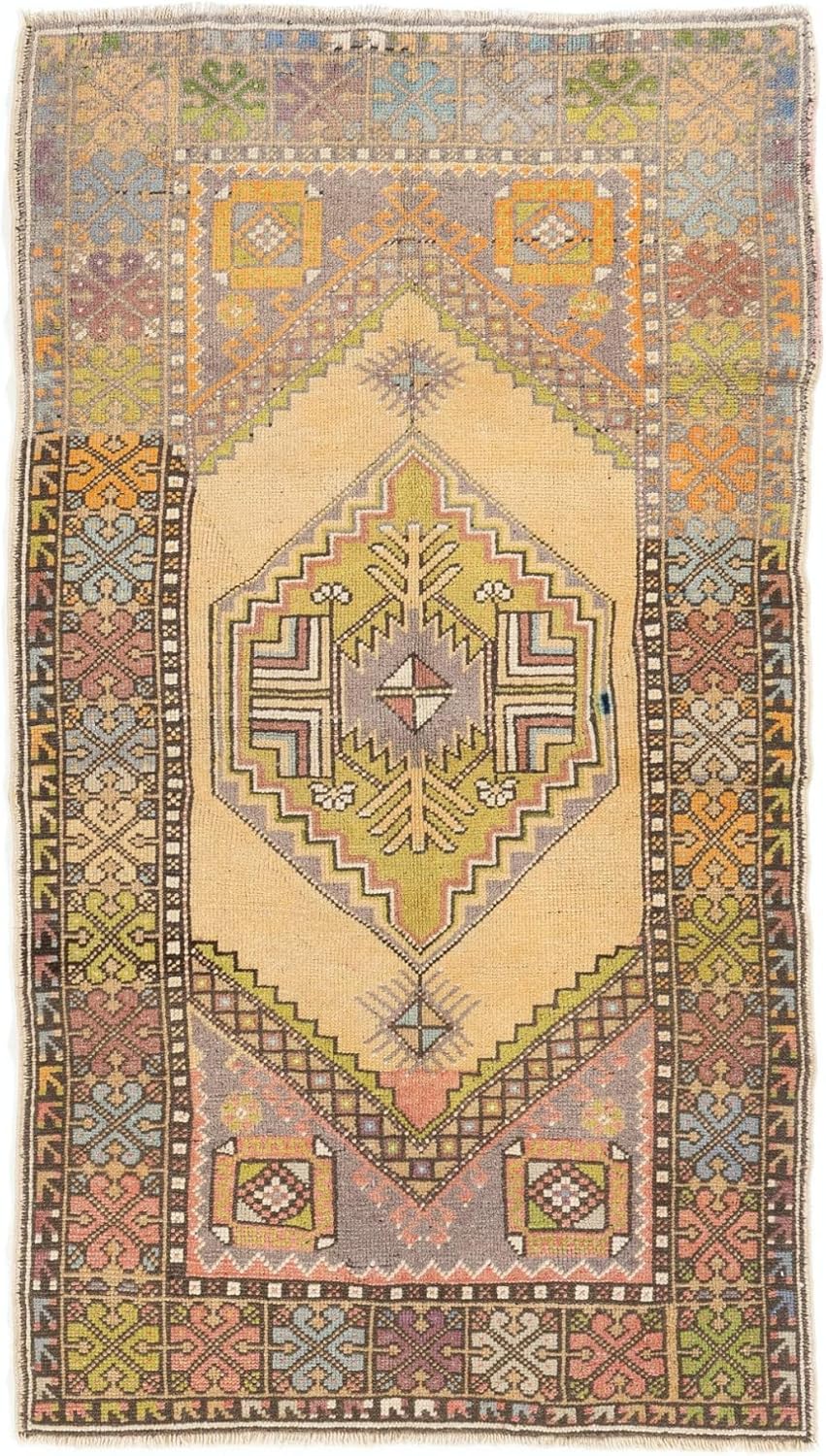 3.6x6.2 Ft Unique Vintage Turkish Rug, Authentic 1940s Floor Covering, Carpet. G256