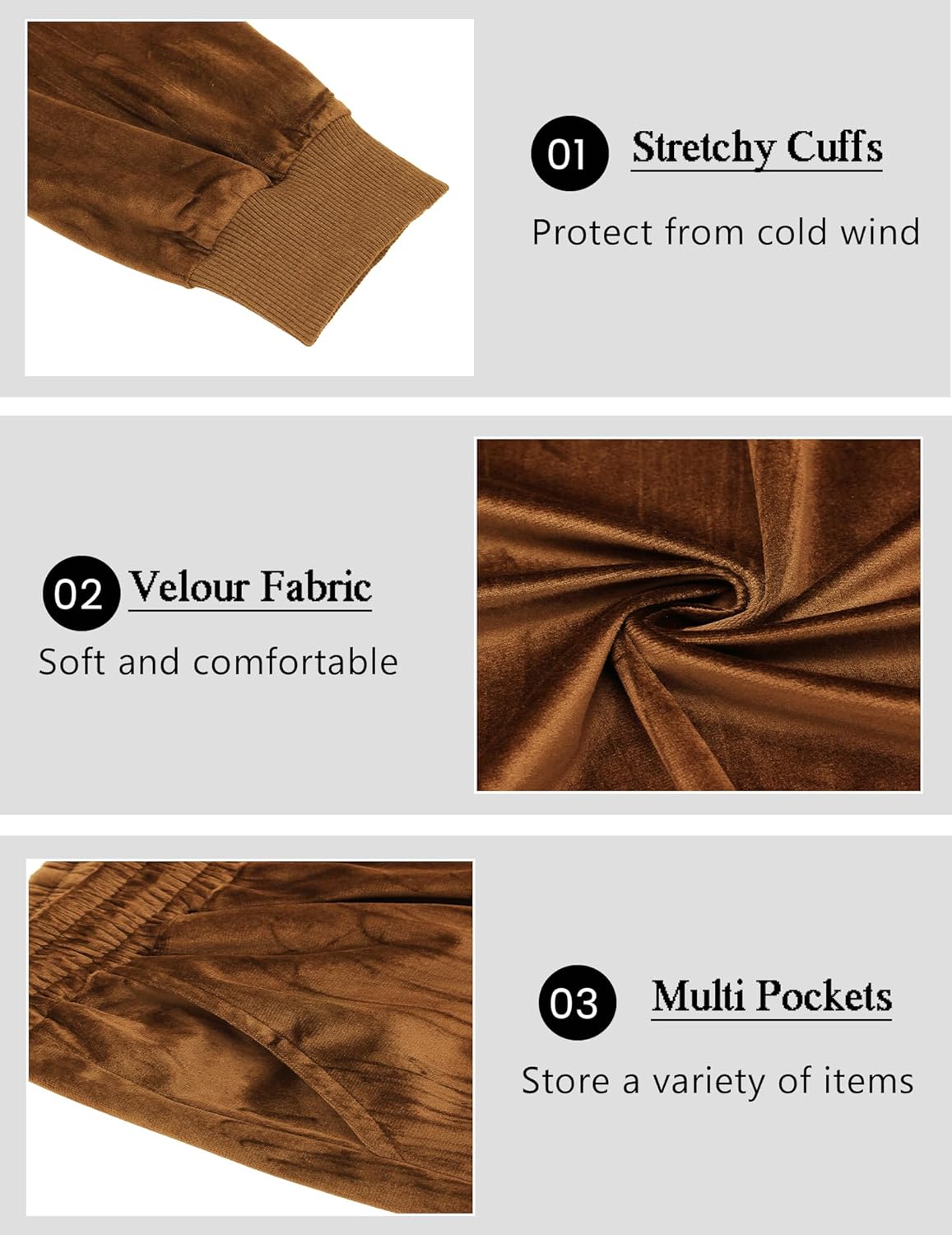 COOFANDY Mens 2 Piece Velour Tracksuit Full Zip Jackets Pants Velvet Jogging Suits Sweatsuit Set - Image 5