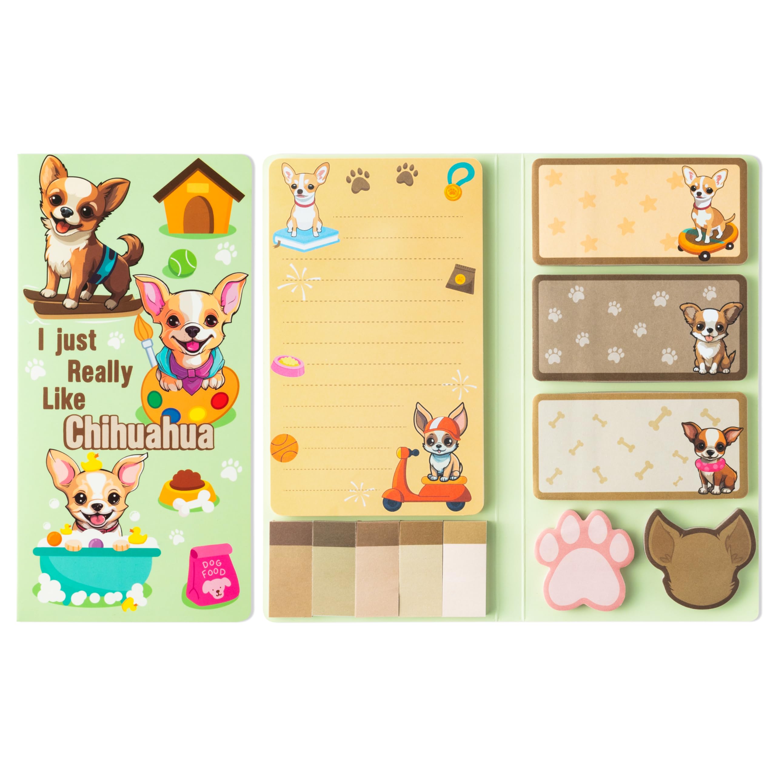 B1ykin Cute Sticky Notes Set - I Just Really Like Chihuahua Self-Stick Notes Pad, 550 Sheets Writing Memo Pages Sticky Notepad for Teacher Appreciation Gift, School Party Supplies (Chihuahua)