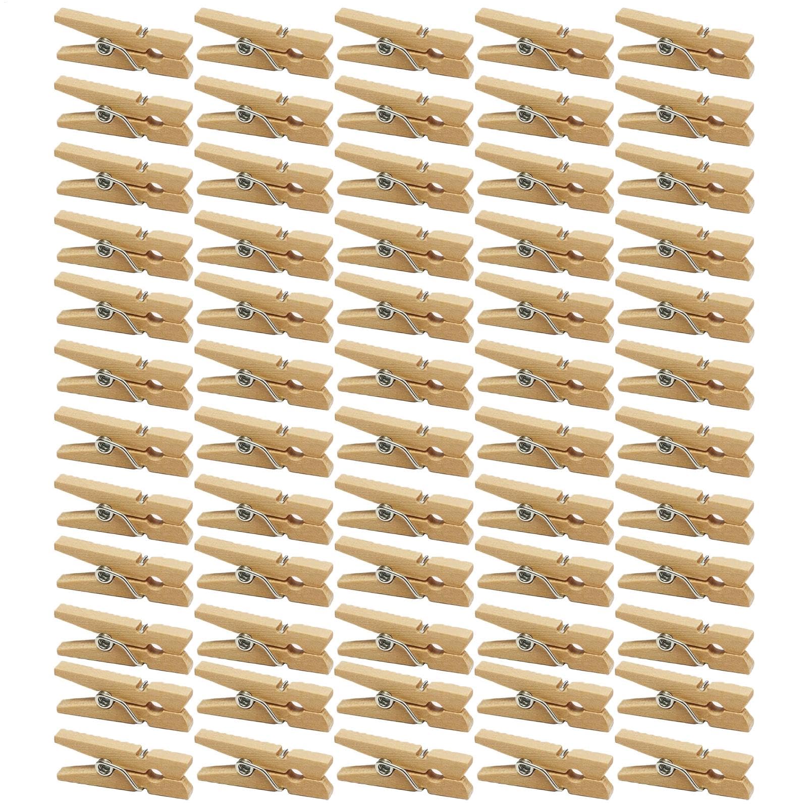 Mollette grandi in legno, confezione da 60 mollette in legno con filo stretto, resistenti, per asciugare e decorare foto, vestiti, asciugamani, calze, biancheria intima