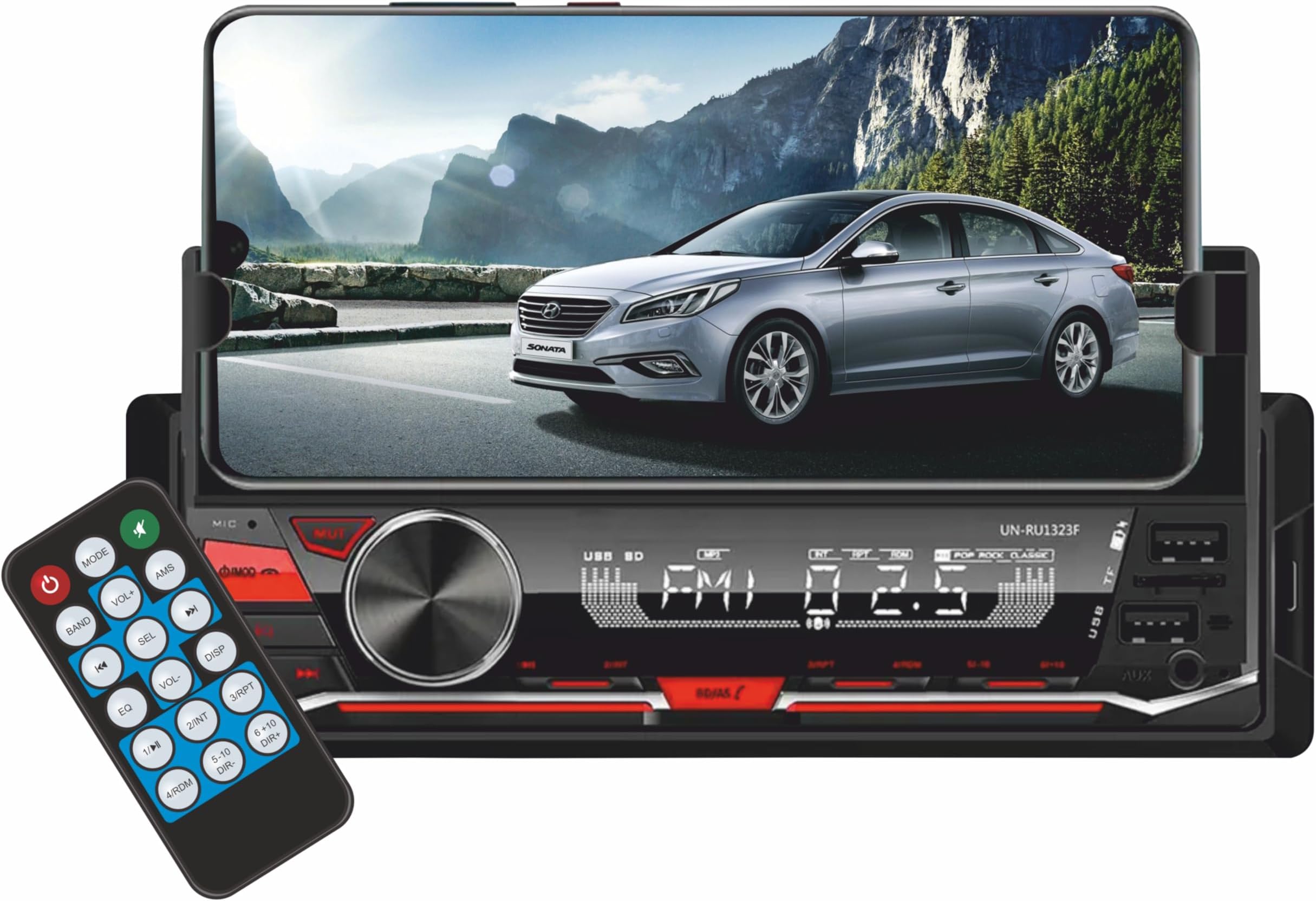 BASSOHOLIC Car Digital Player & Audio System with Bluetooth, FM Radio, USB/SD Compatibility, Car Stereo Player for Hands-Free Calling, Sound, and Seamless Connectivity.