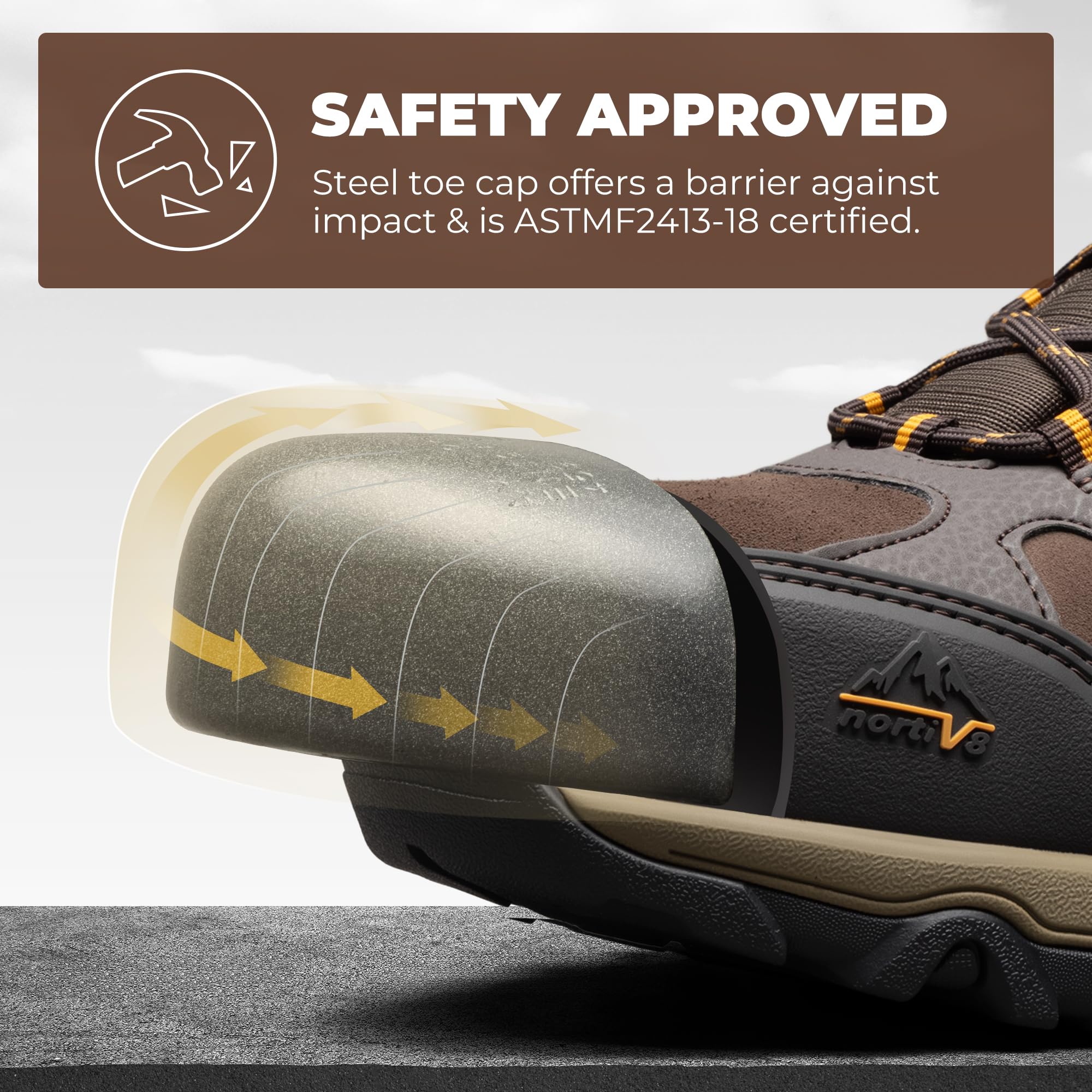 NORTIV 8 Waterproof Steel Toe Boots for Men Slip Resistant Safety Industrial Boots