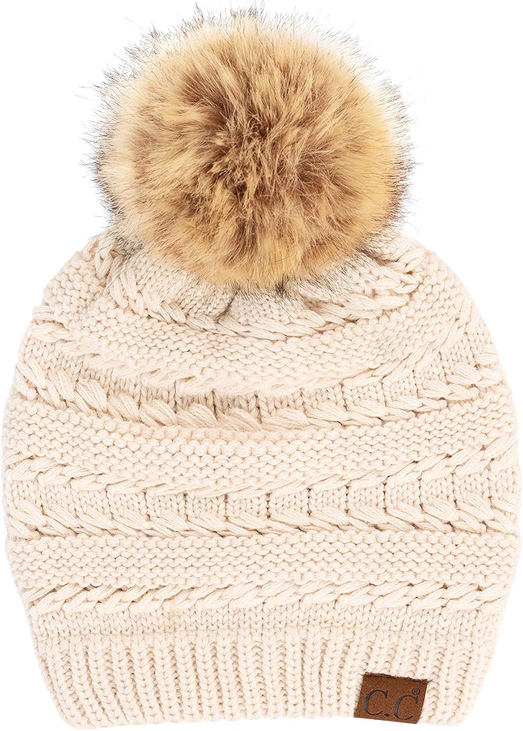 C.C Hatsandscarf Exclusives Unisex Solid Ribbed Beanie with Pom (HAT-43)