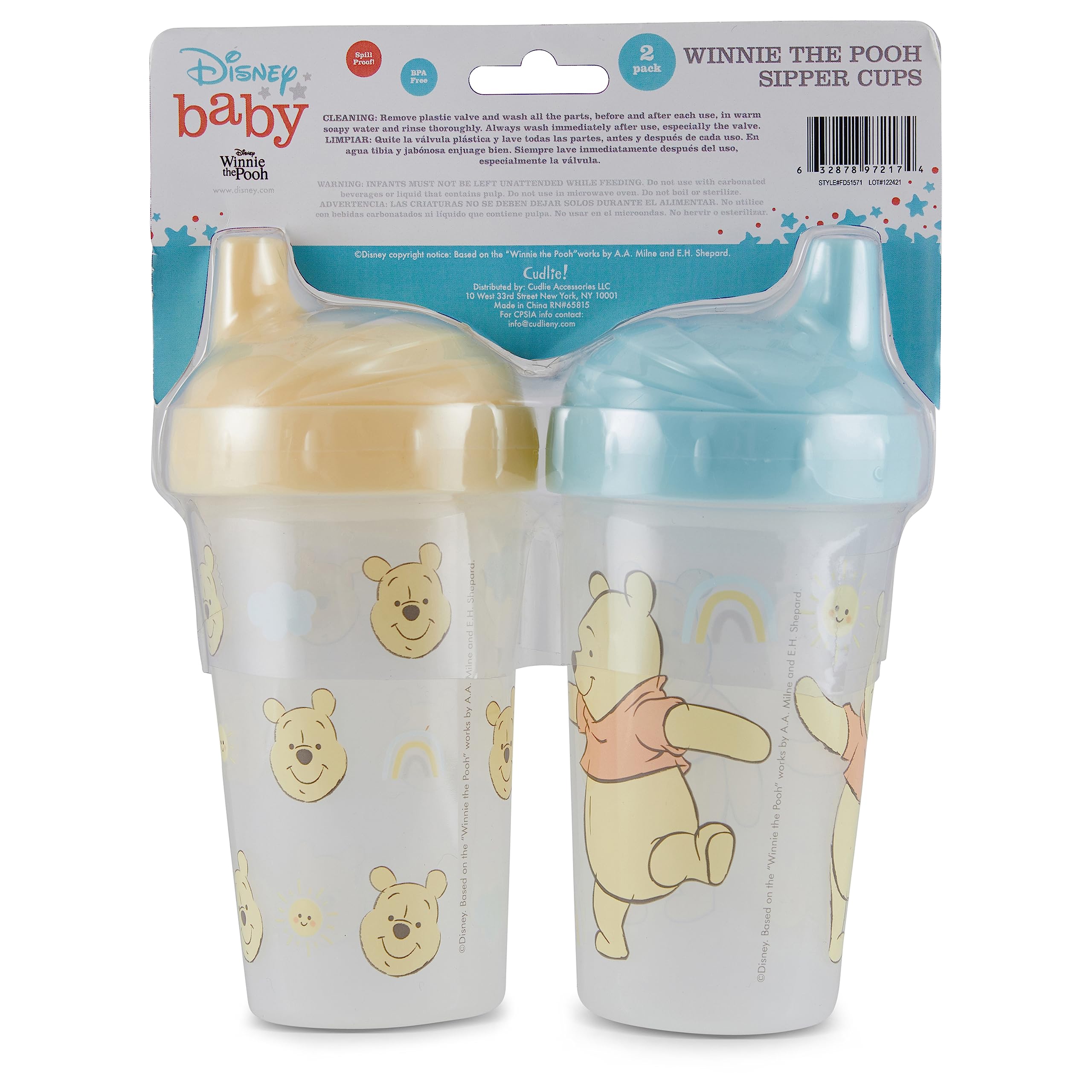 Schnabelbecher für Kleinkinder für Jungen und Mädchen, 284 ml, Winnie Puuh Schnabeltasse mit Strohhalm und Deckel, langlebig, blau, auslaufsicher, Reise-Wasserflasche für Kleinkinder