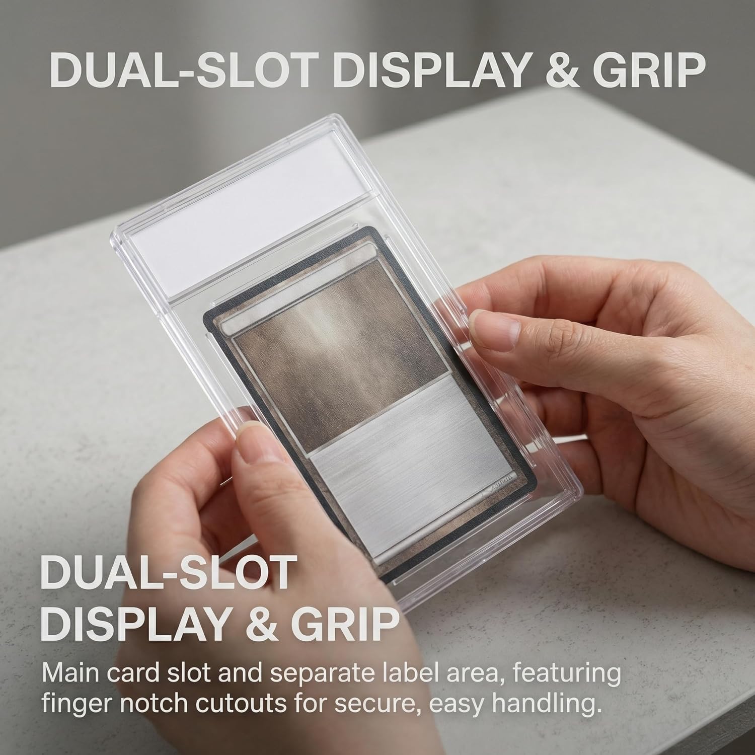 50 Pcs 35 PT Acrylic Card Holders, Trading Card Protectors with Label Slot, Graded Card Slab Style Card Cases for Baseball, Sports, MTG, TCG Cards Storage and Display