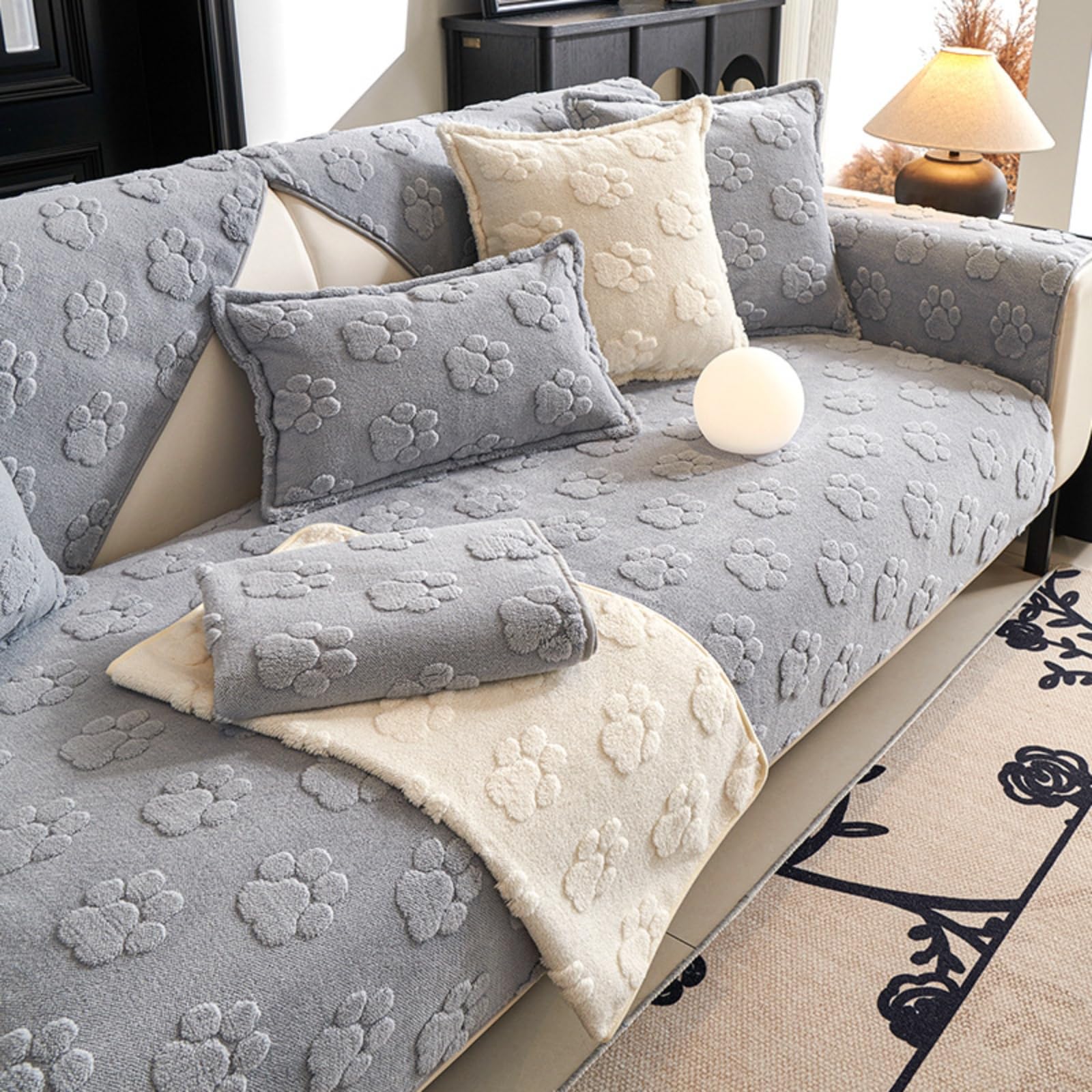 Housse de canapé d'angle lavable pour salon familial gris