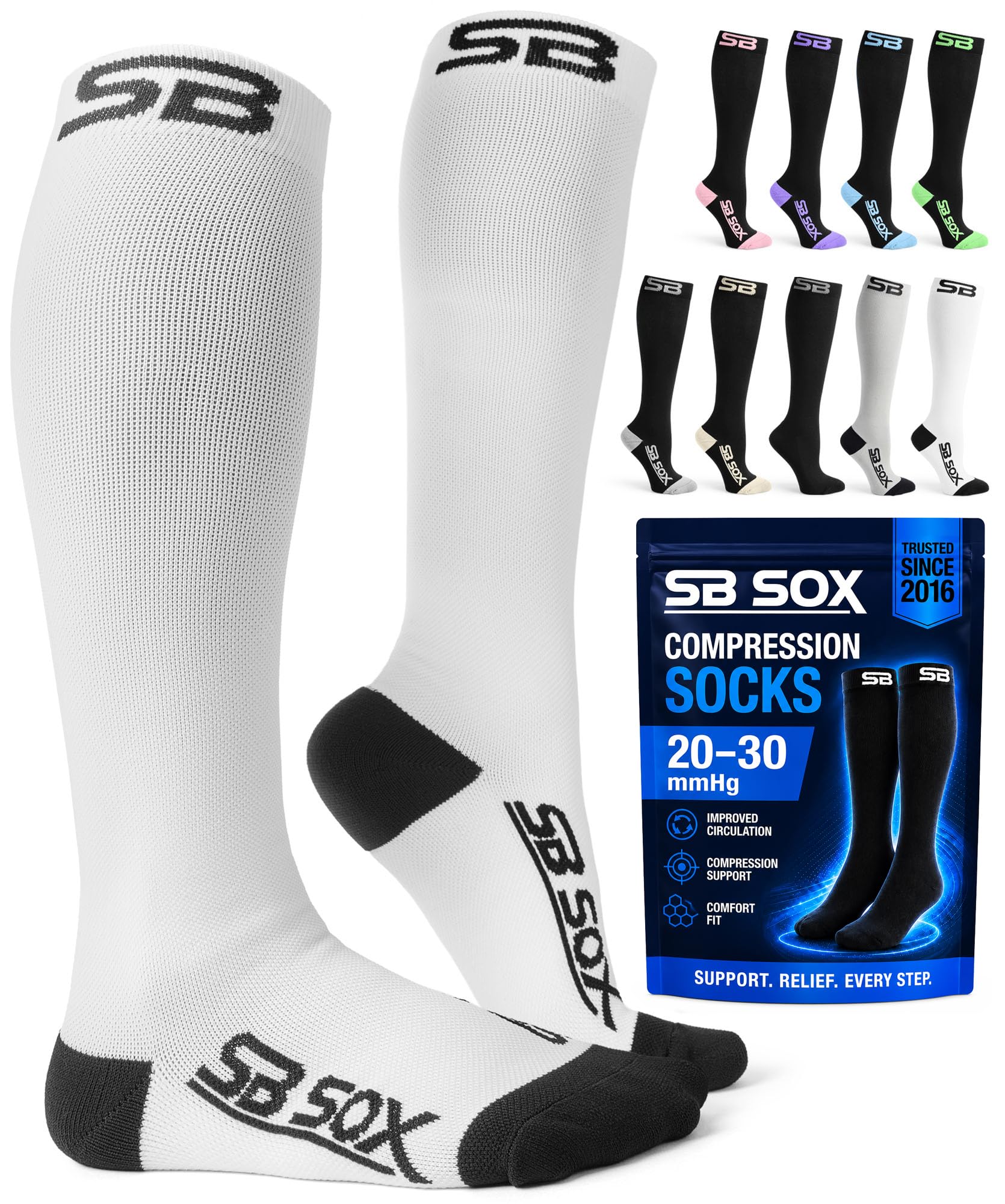 SB SOX Compression Socks for Men &amp; Women (20-30mmHg)