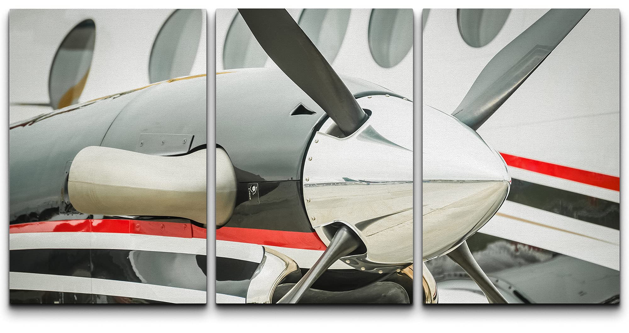 wall26 Canvas Print Wall Art Set Close Up of Chrome Airplane Propeller Transportation Aircraft Photography Modern Art Rustic Scenic Colorful Ultra for