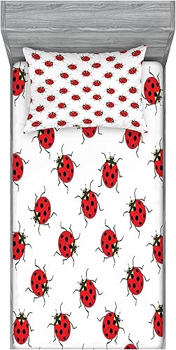 Miniatura 175 de Ambesonne Juego de sábanas bajeras y fundas de almohada de los años 90, patrón geométrico en estilo retro, formas redondas de triángulo de media