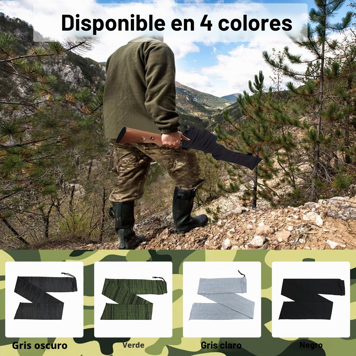 Calcetines gruesos para rifles y escopetas, 140 cm, revestimiento de silicona, lote de 4