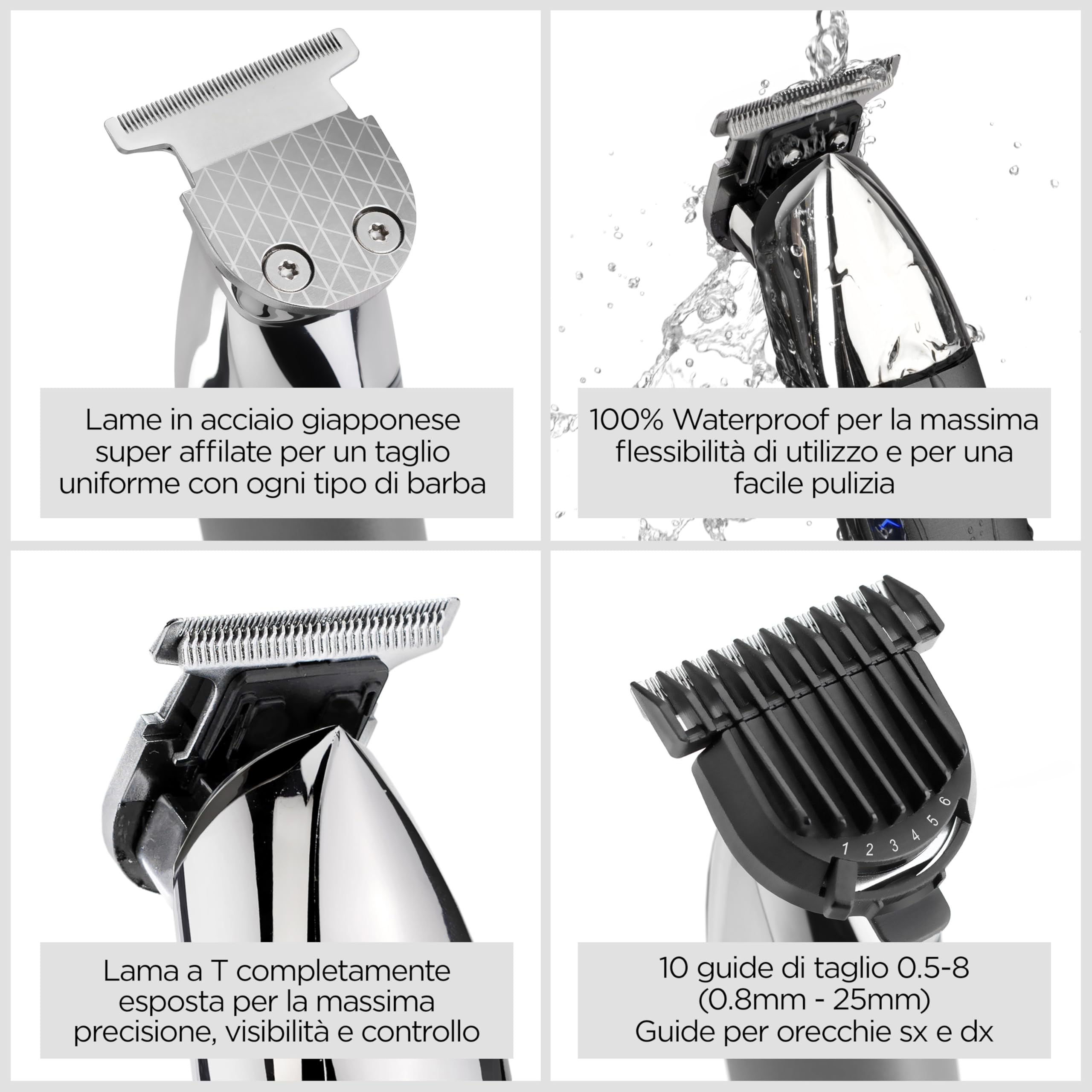 BaByliss Super-X Metal Regolabarba – Regolabarba professionale con lama a T Skeleton in acciaio giapponese, display digitale, batteria al litio, 5 ore di autonomia cordless, impermeabile, T996E