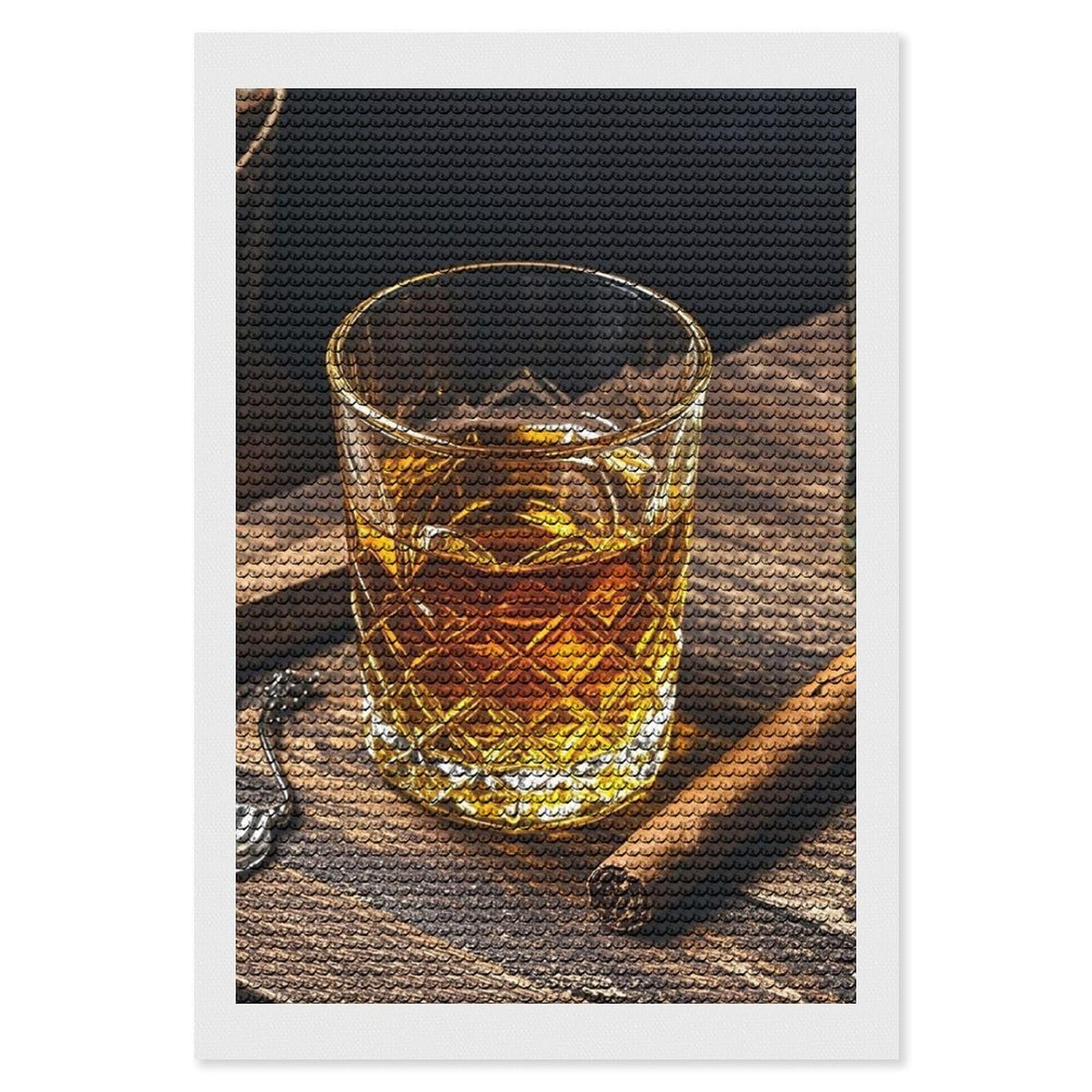 Whisky and Cigar Diamond Painting Kits for Adults, DIY 5D Diamond Painting Kits for Beginners, Round Full Drill Diamond Dots Paintings, Diamonds Pictures Gem Art for Crafts Home Decor 8"x12"