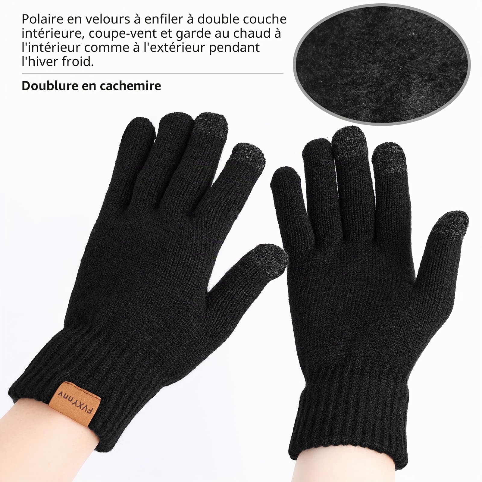 Ensemble Bonnet Écharpe Gants Femme Homme 3 en 1, Tricotés Ensemble d'hiver - Bonnet Hiver Chaud avec Doublure Polaire, Gants Écran Tactile, Echarpe Longue