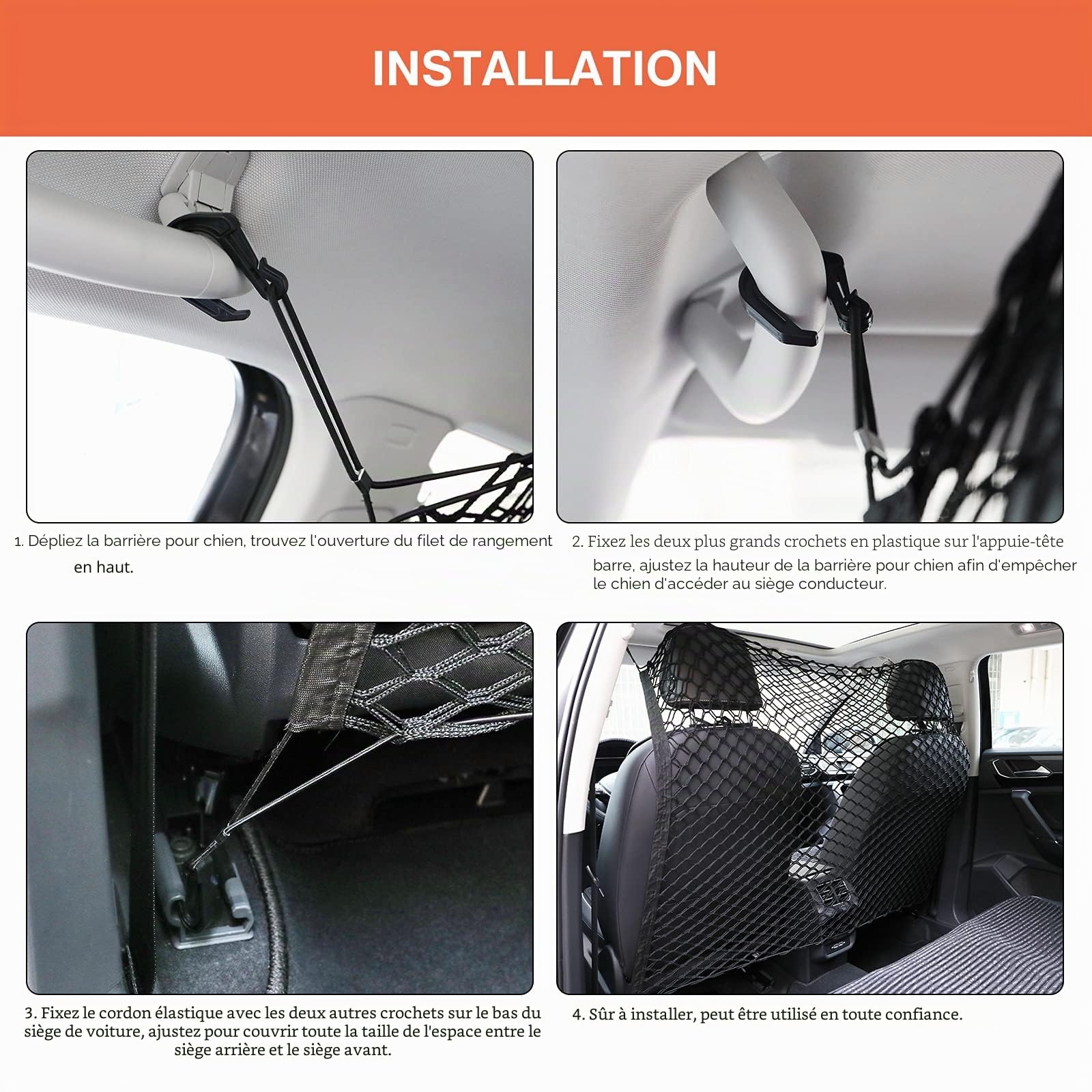 Couche Double Filet Coffre Voiture, Animaux Portable pour Chien, Universelle pour Voiture Séparation pour Chien Chat Filet,120x85cm