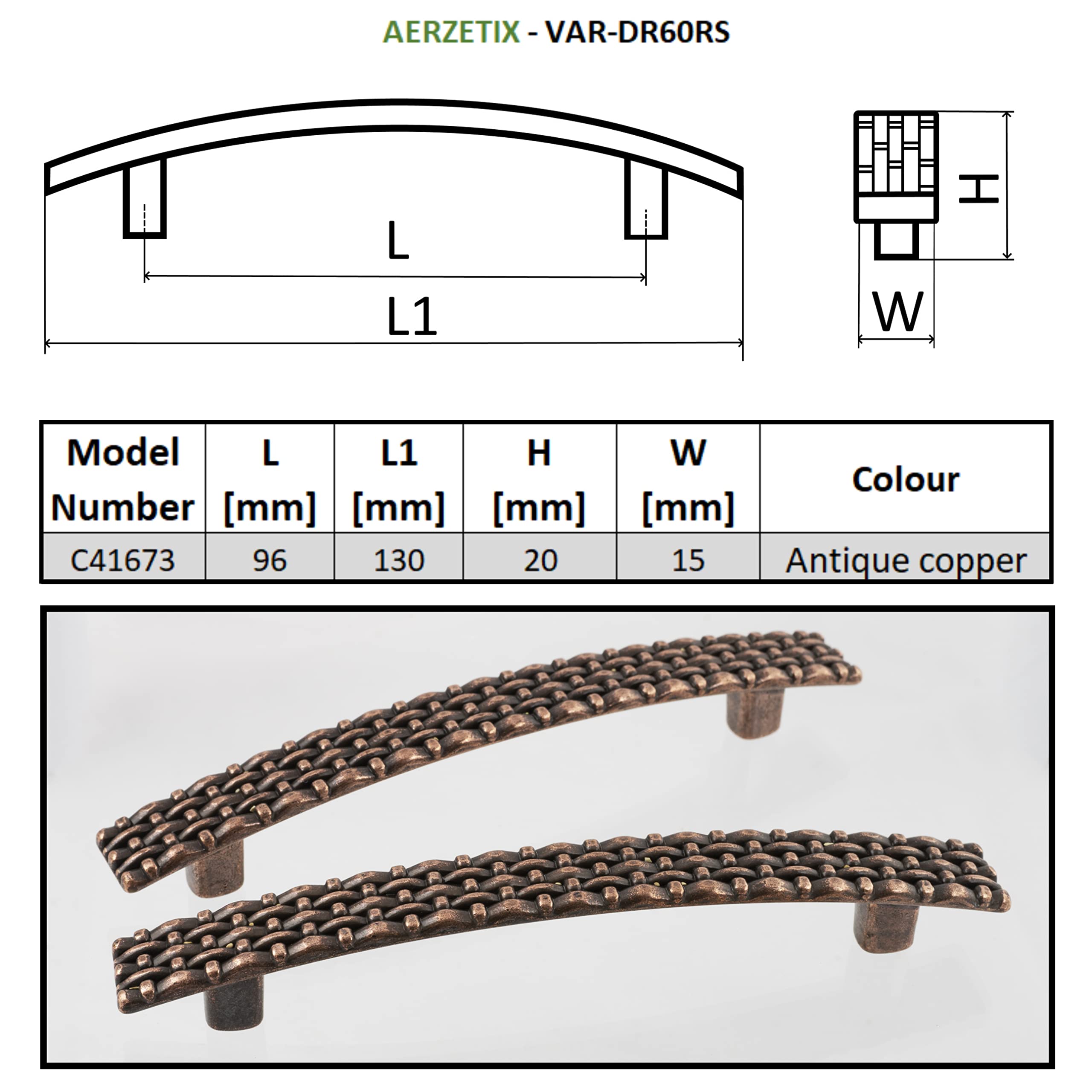 AERZETIX - C41673 - Lot De 5 Poignées De Meuble Vintage Entraxe