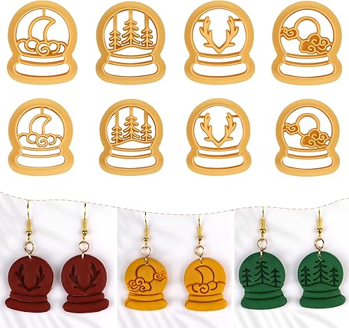 Puocaon Cortadores de arcilla de globo de nieve, 8 piezas de cortador de arcilla para fabricación de joyas de arcilla polimérica, cortadores de