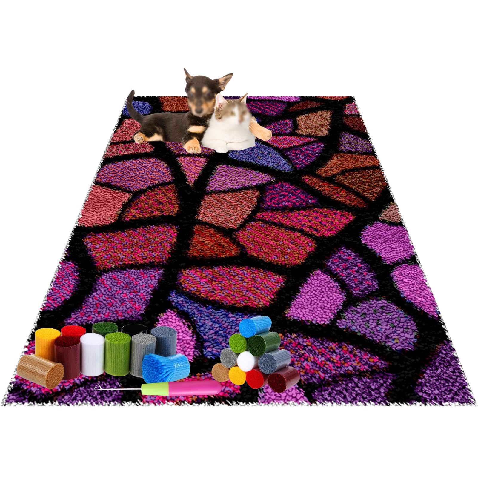 90x120 cm Kit con Gancio a Scatto per Adulti Kit per la Creazione di Tappeti per La Casa Kit Fai da Te per Tappeto Kit per la Creazione di Tappeti a Punto Croce Decorazione Casa