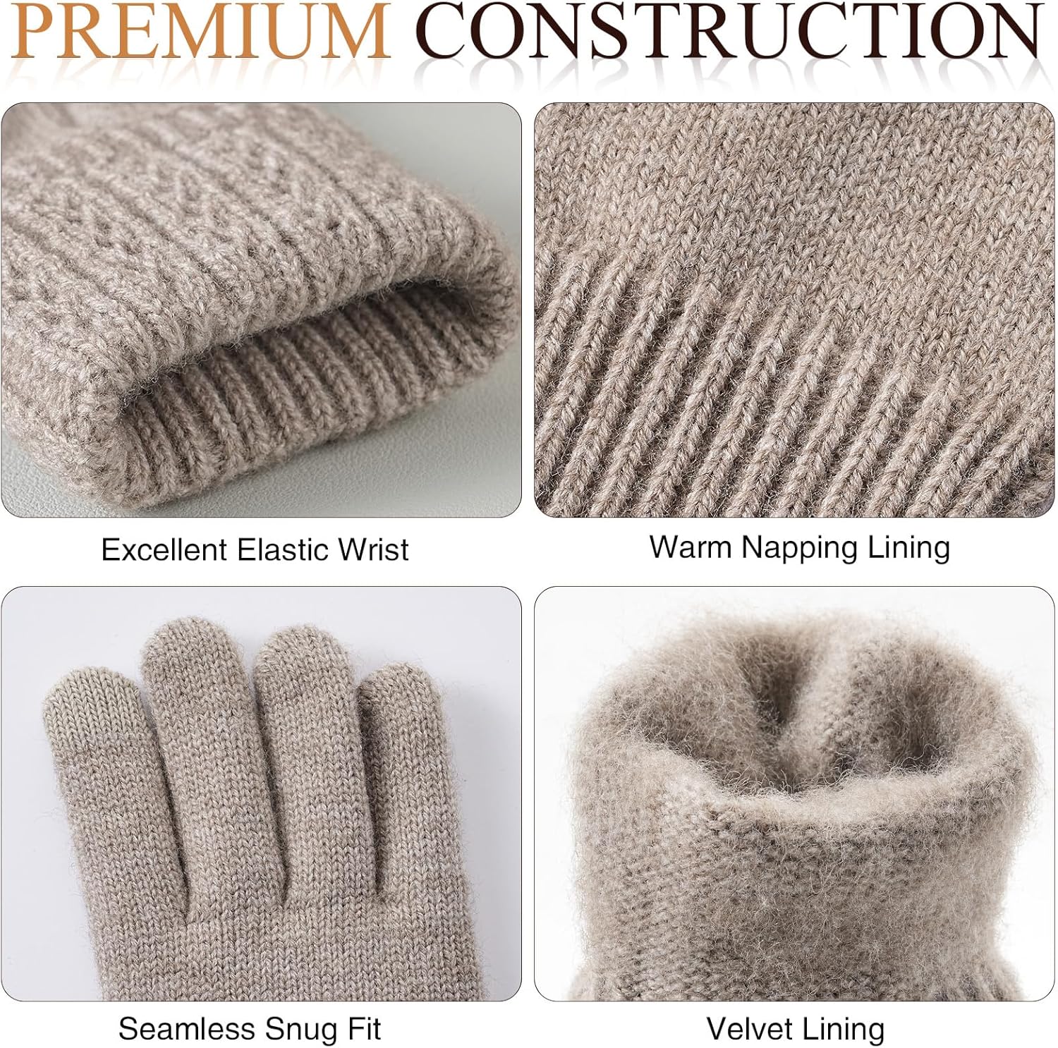 Passionbility Winter Gloves for Women, Warm Soft Touch Screen Elastic Cuff Thermal Knit Lining Gloves for Cold Weather - Image 4