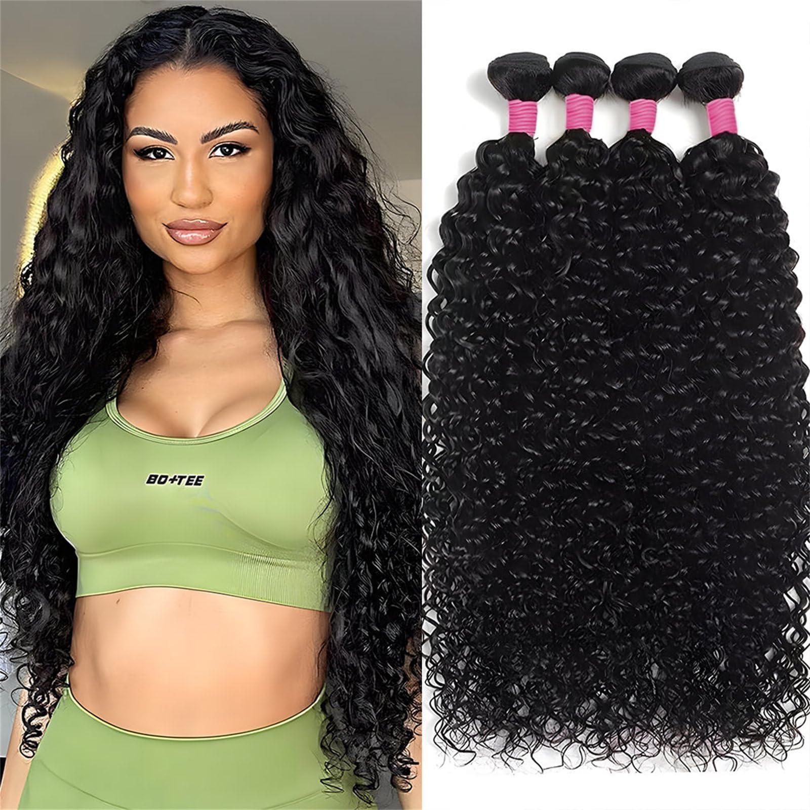 Water Wave Bundles Human Hair 18 20 22 24 Inch 4 Bundles 12A Brazilian Virgin Hair Wet and Wavy Human Hair Bundles Natural Color (18 20 22 24)