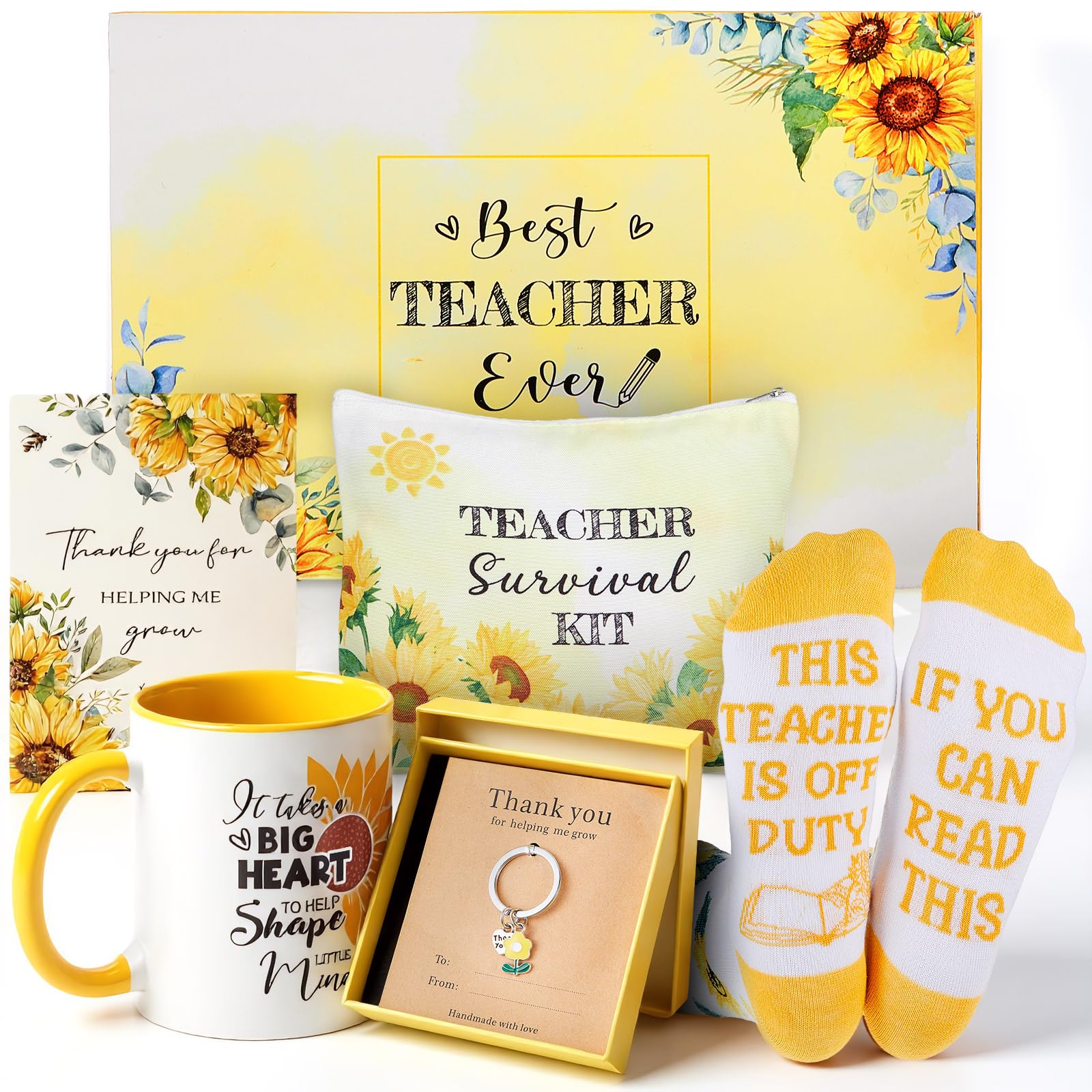 Cadeaux pour enseignants avec tournesol et accessoires utiles au quotidien