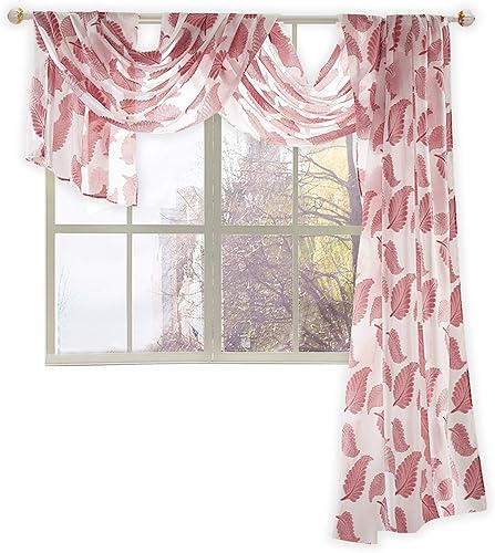 Miniatura 2 de KEQIAOSUOCAI Bufanda de ventana de lujo transparente de color rojo navideño para ventana de sala de estar, 52 x 144 pulgadas de largo, 1 panel