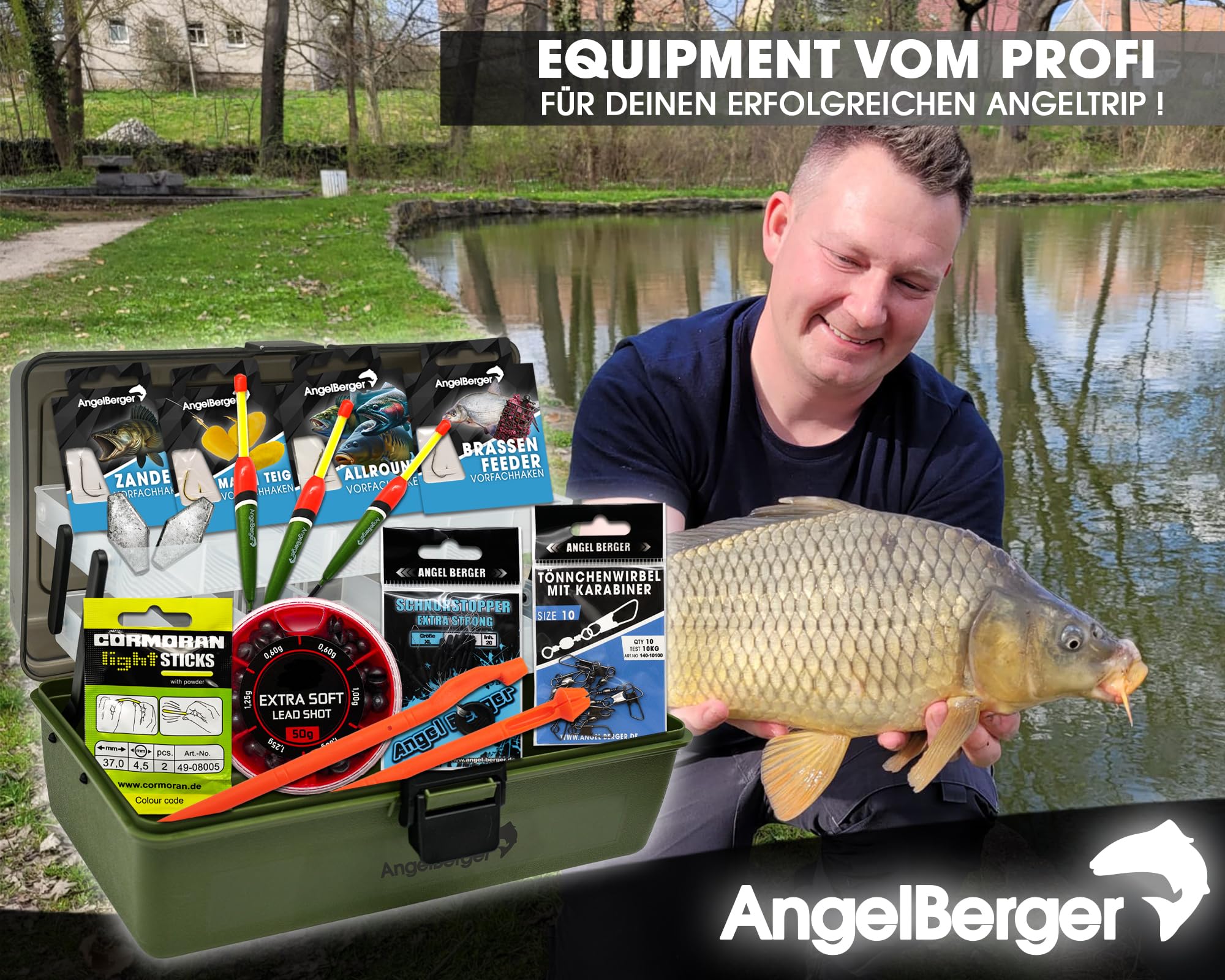 Angel Berger Gerätekoffer mit Angelzubehör gefüllt Angelkoffer Grundausstattung Angeln Angelset